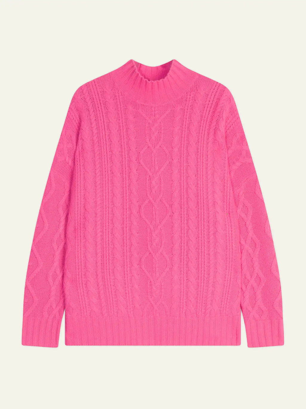 CORINNE Pullover Stehkragen 6-fädig Neonrosa