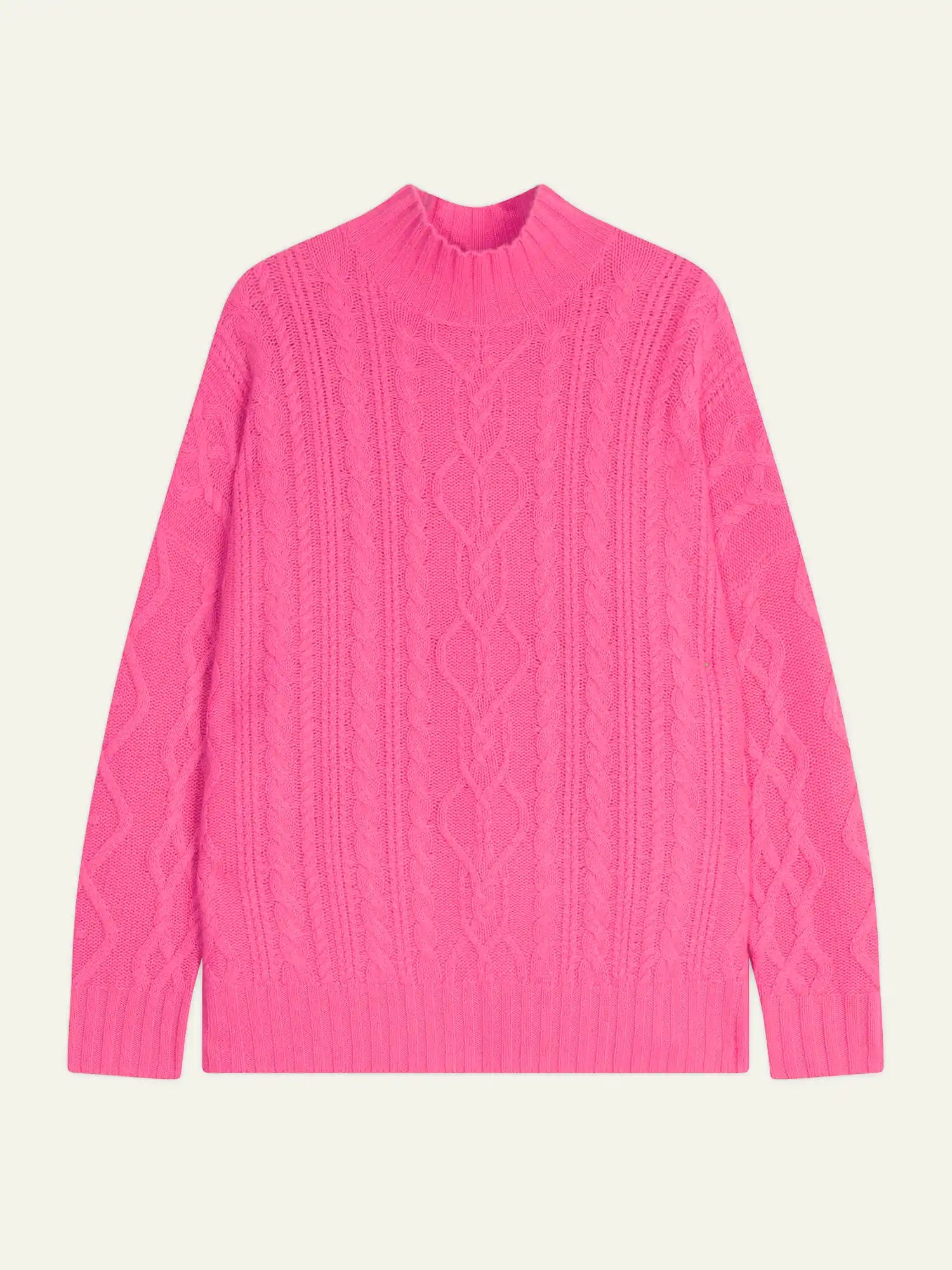 CORINNE Pullover Stehkragen 6-fädig Neonrosa