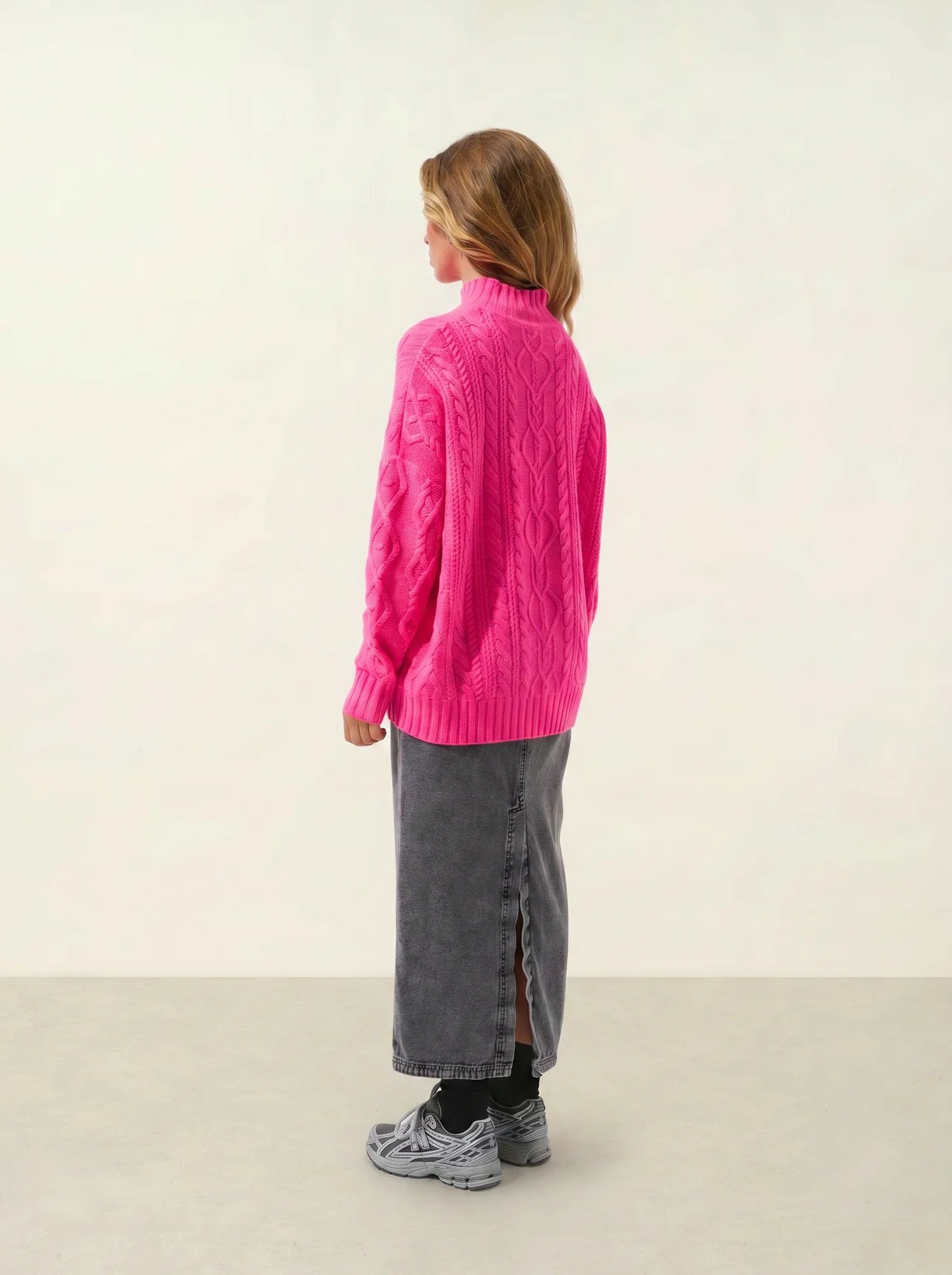 CORINNE Pullover Stehkragen 6-fädig Neonrosa