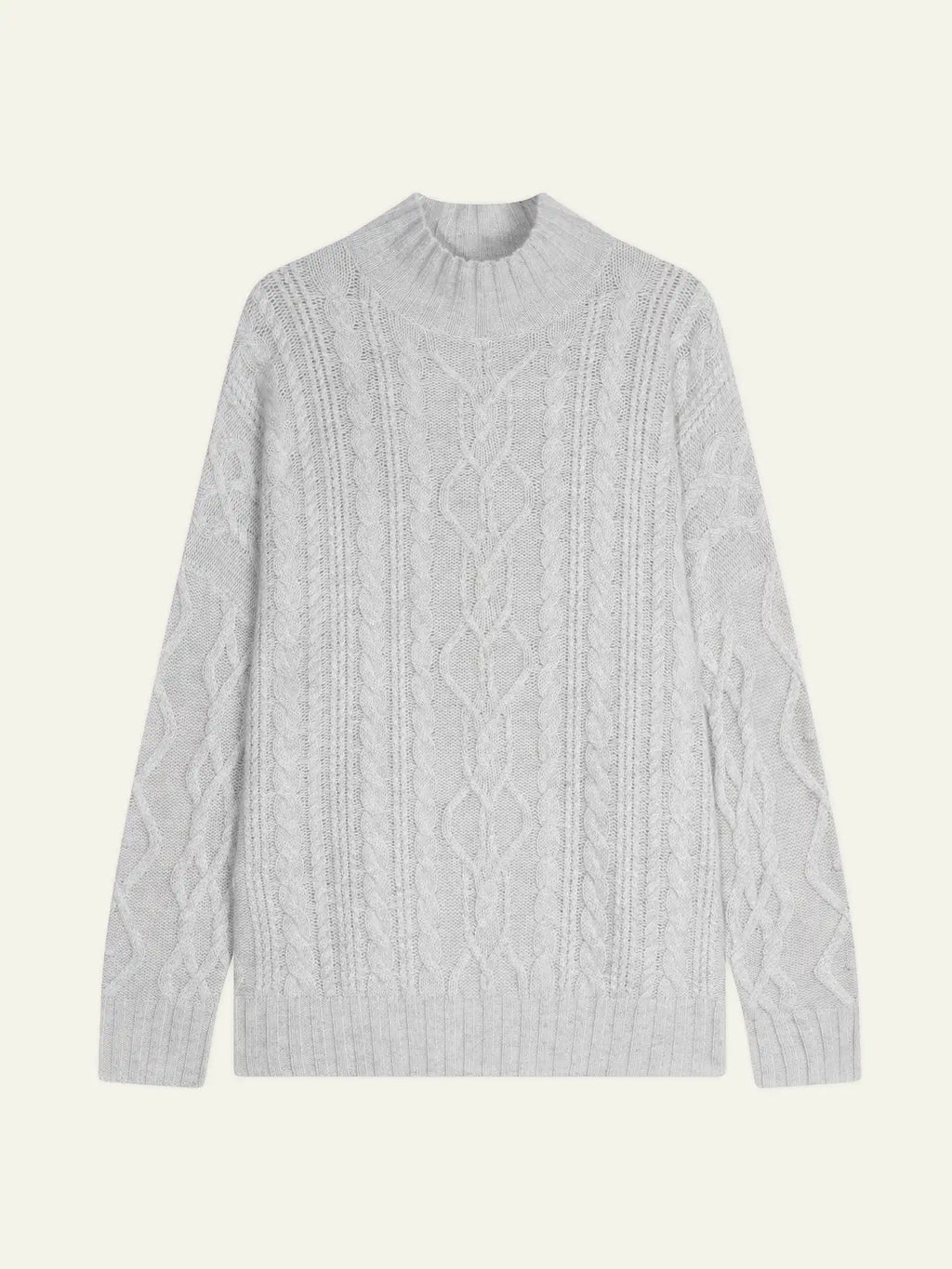 CORINNE sweater mock neck 6 ply heather pearl grey