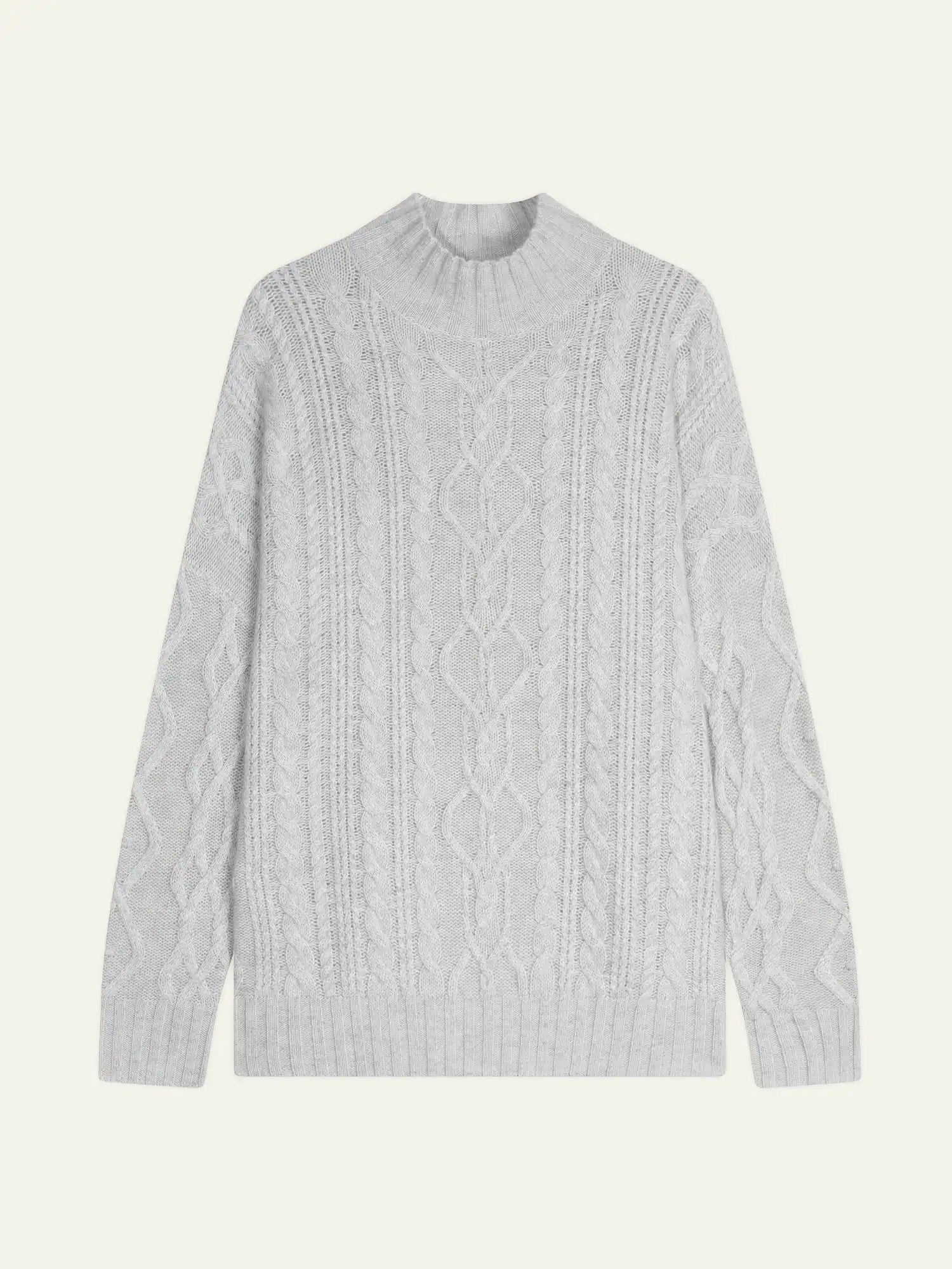 CORINNE sweater mock neck 6 ply heather pearl grey