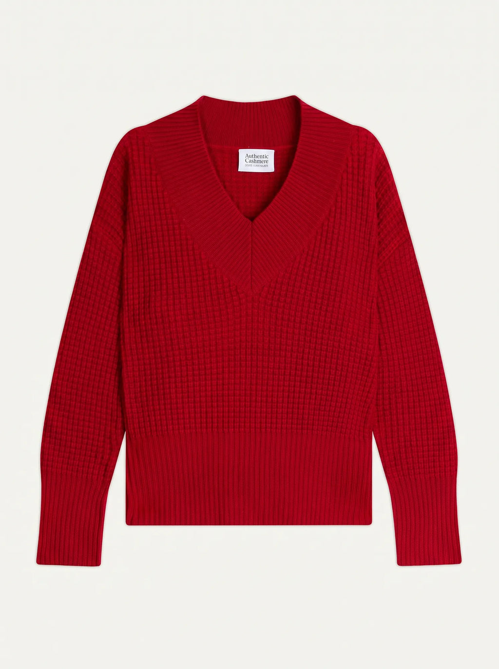 ALPANDE Pullover V-Ausschnitt 8-fädig Karmin