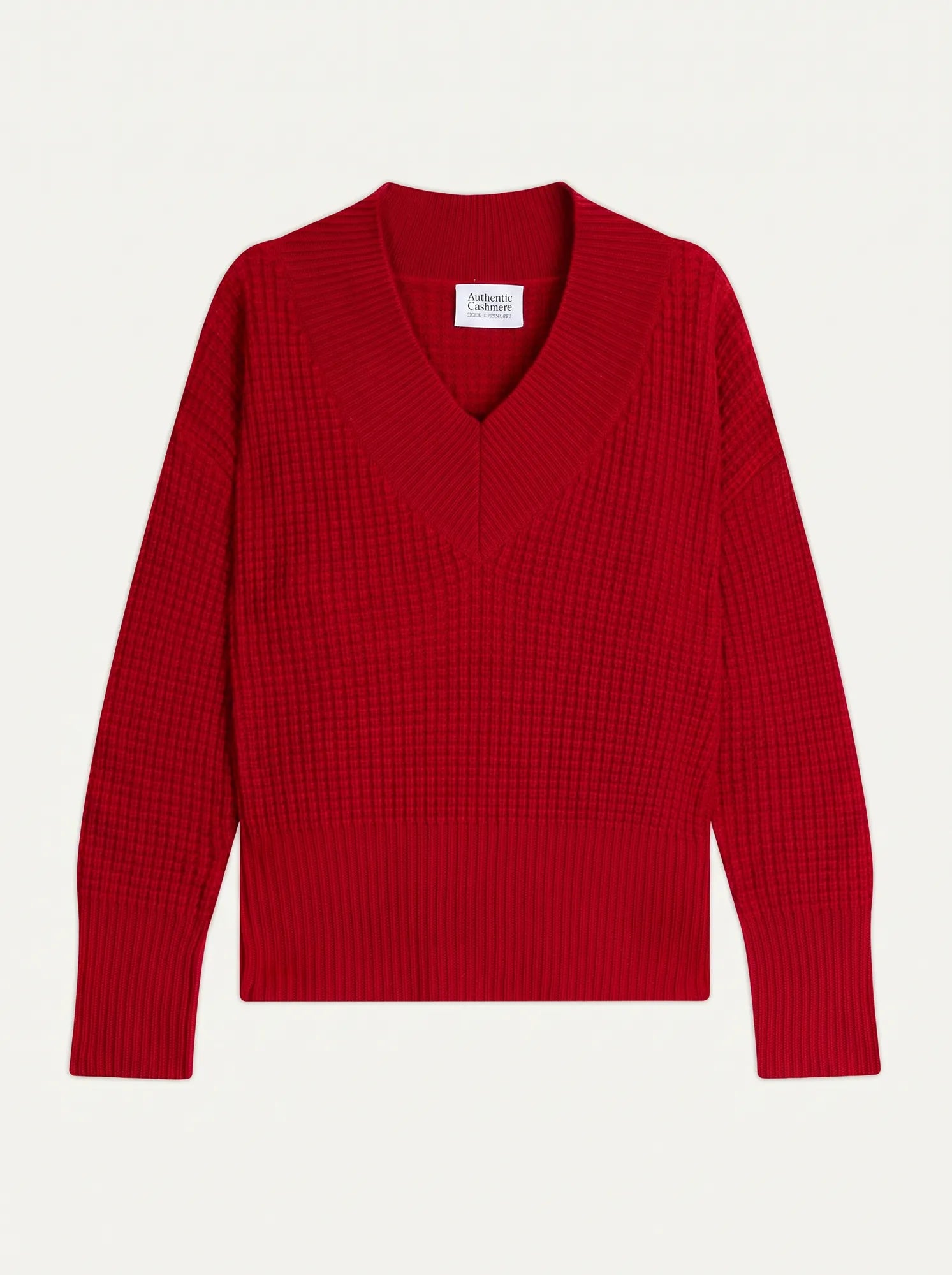 ALPANDE Pullover V-Ausschnitt 8-fädig Karmin