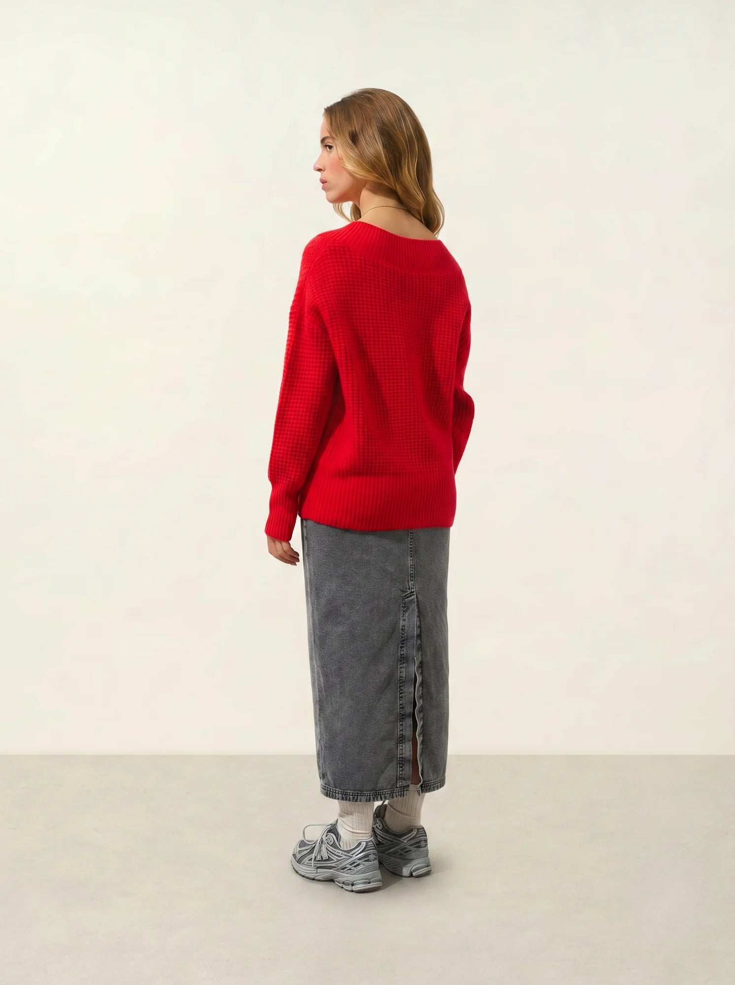 ALPANDE Pullover V-Ausschnitt 8-fädig Karmin