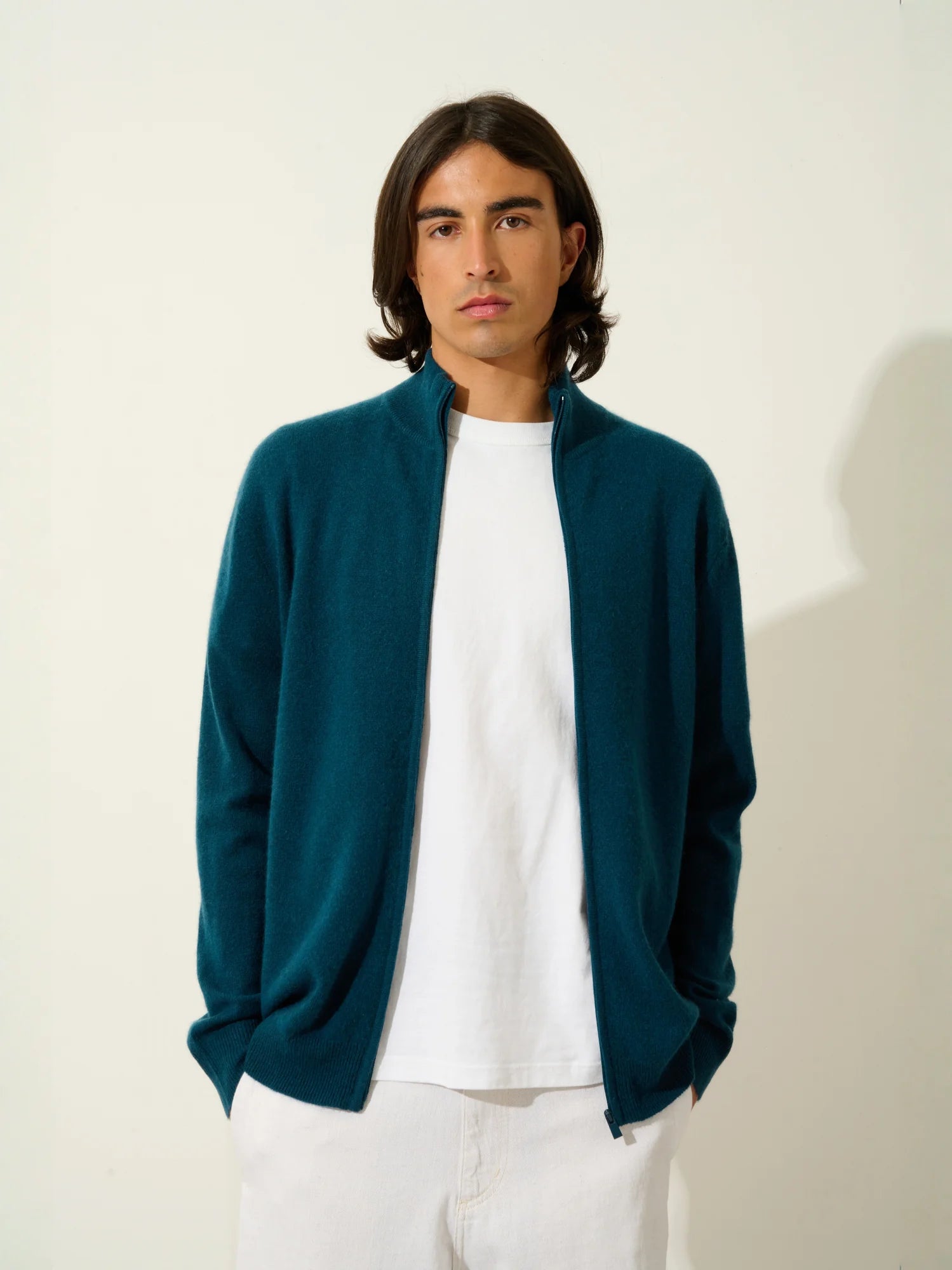ALBARON gilet zippé col montant vert canard
