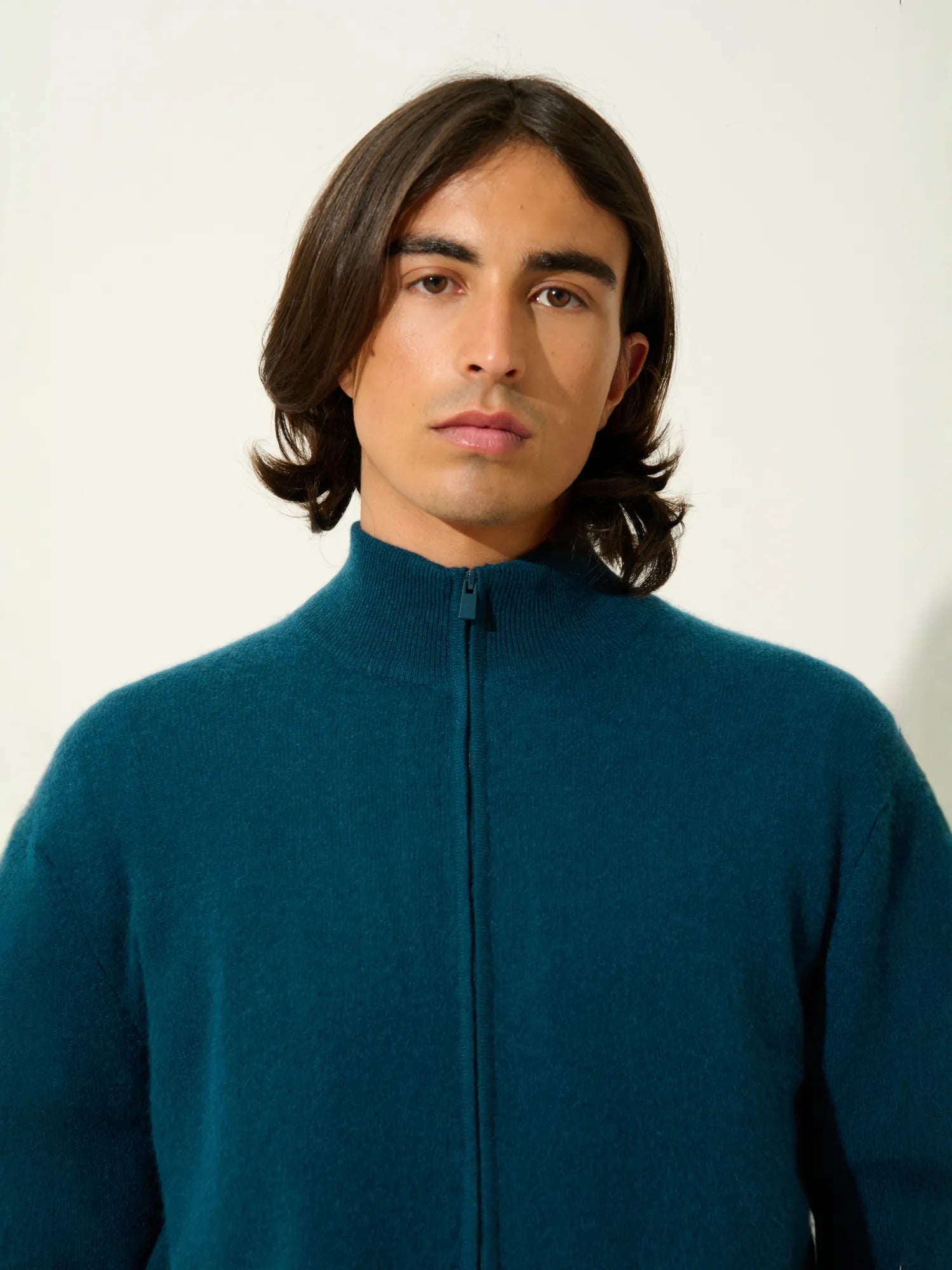 ALBARON gilet zippé col montant vert canard