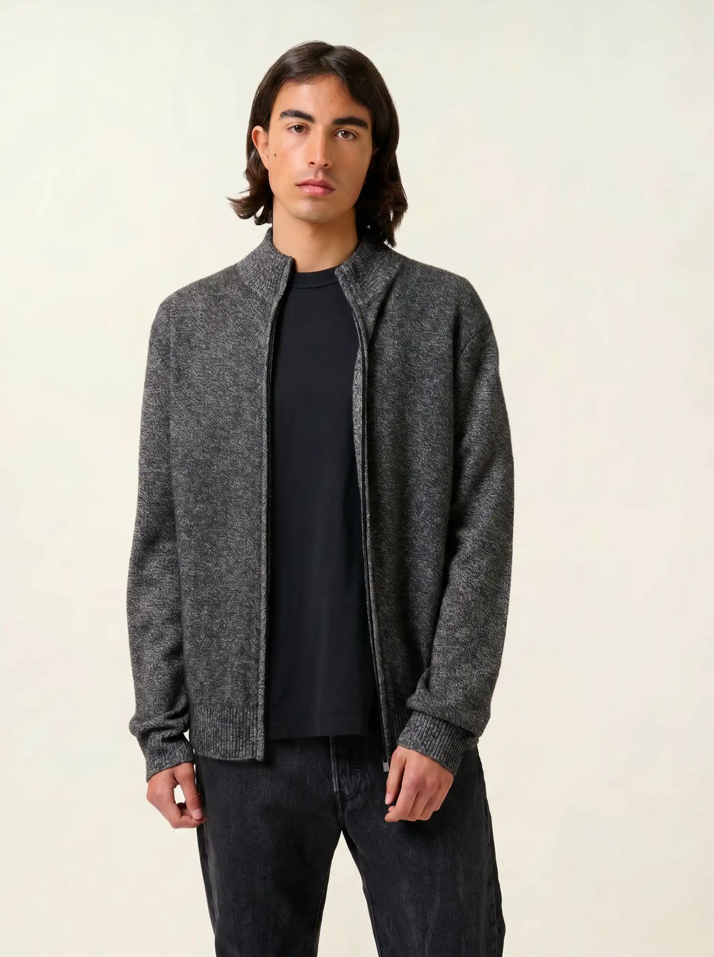 NAT gilet zippé col camionneur 4 fils noir et blanc