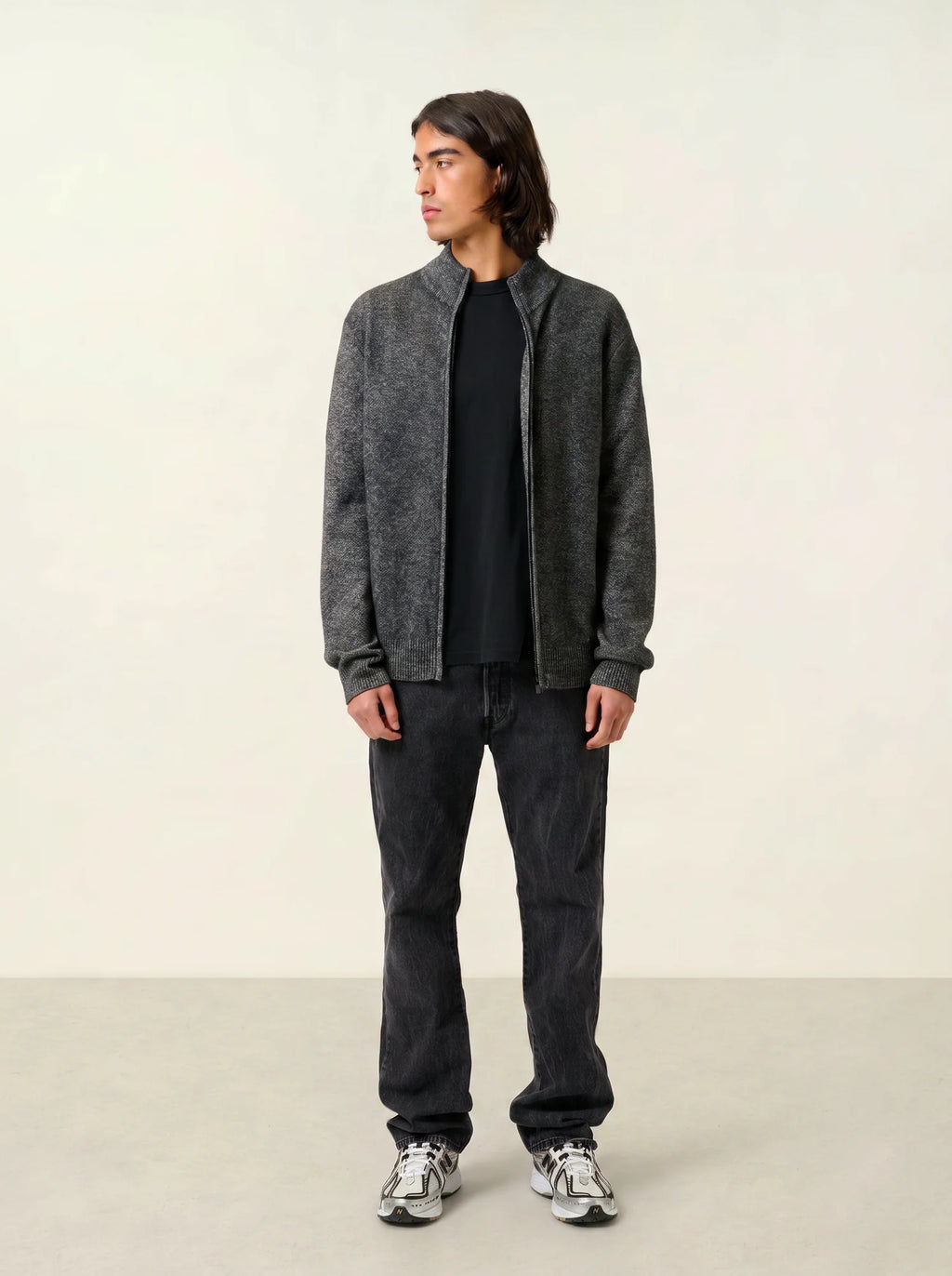 NAT gilet zippé col camionneur 4 fils noir et blanc