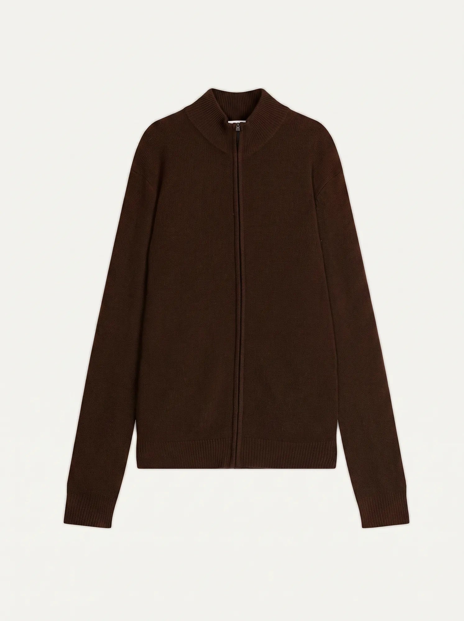 NAT gilet zippé col camionneur 4 fils café