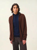 NAT gilet zippé col camionneur 4 fils café