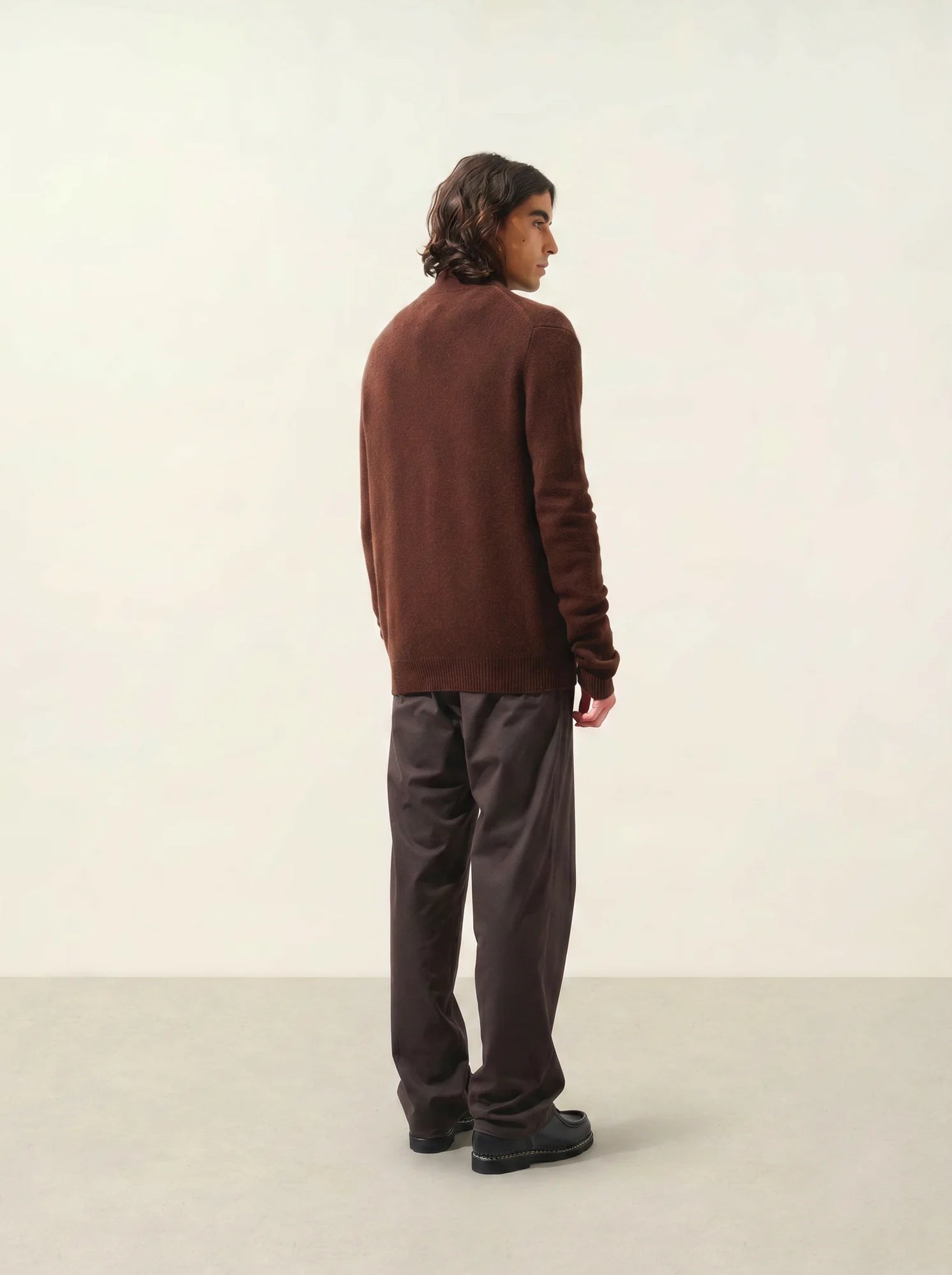 NAT gilet zippé col camionneur 4 fils café
