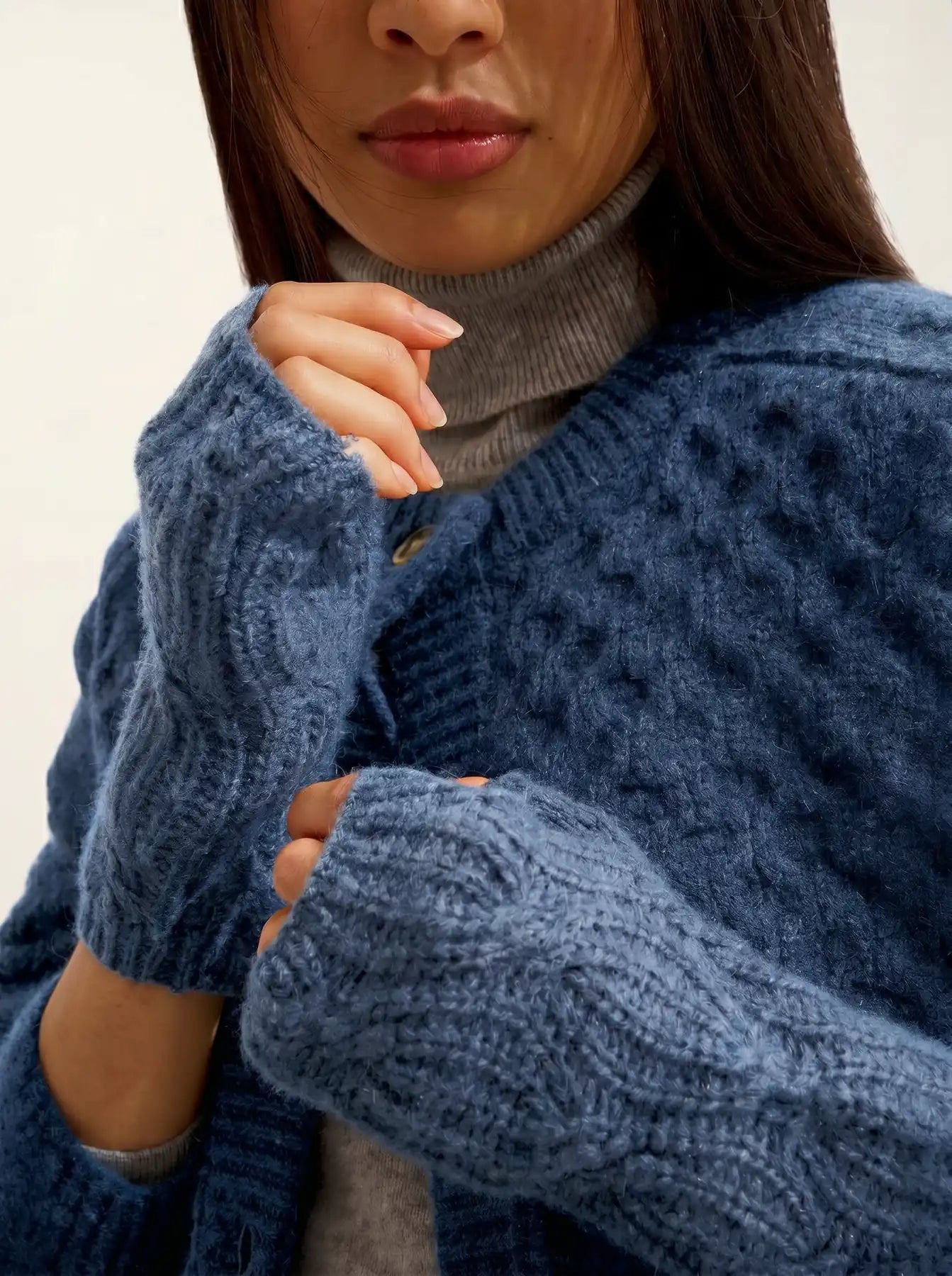 IRIS fingerless gloves 6 ply denim blue