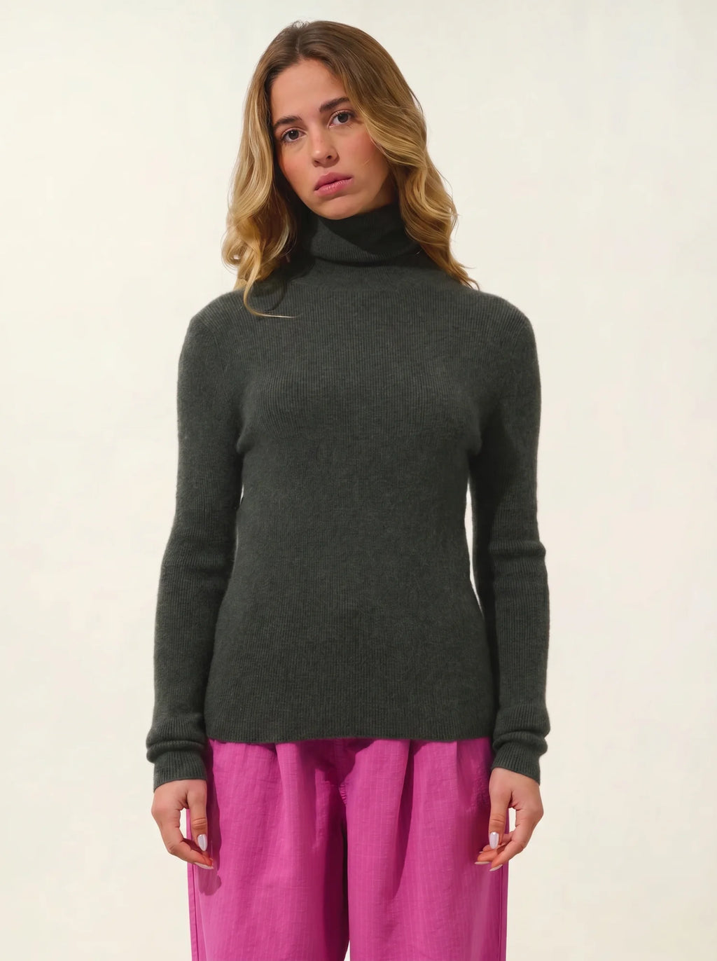 SUZIE pullover rollkragen khaki meliert