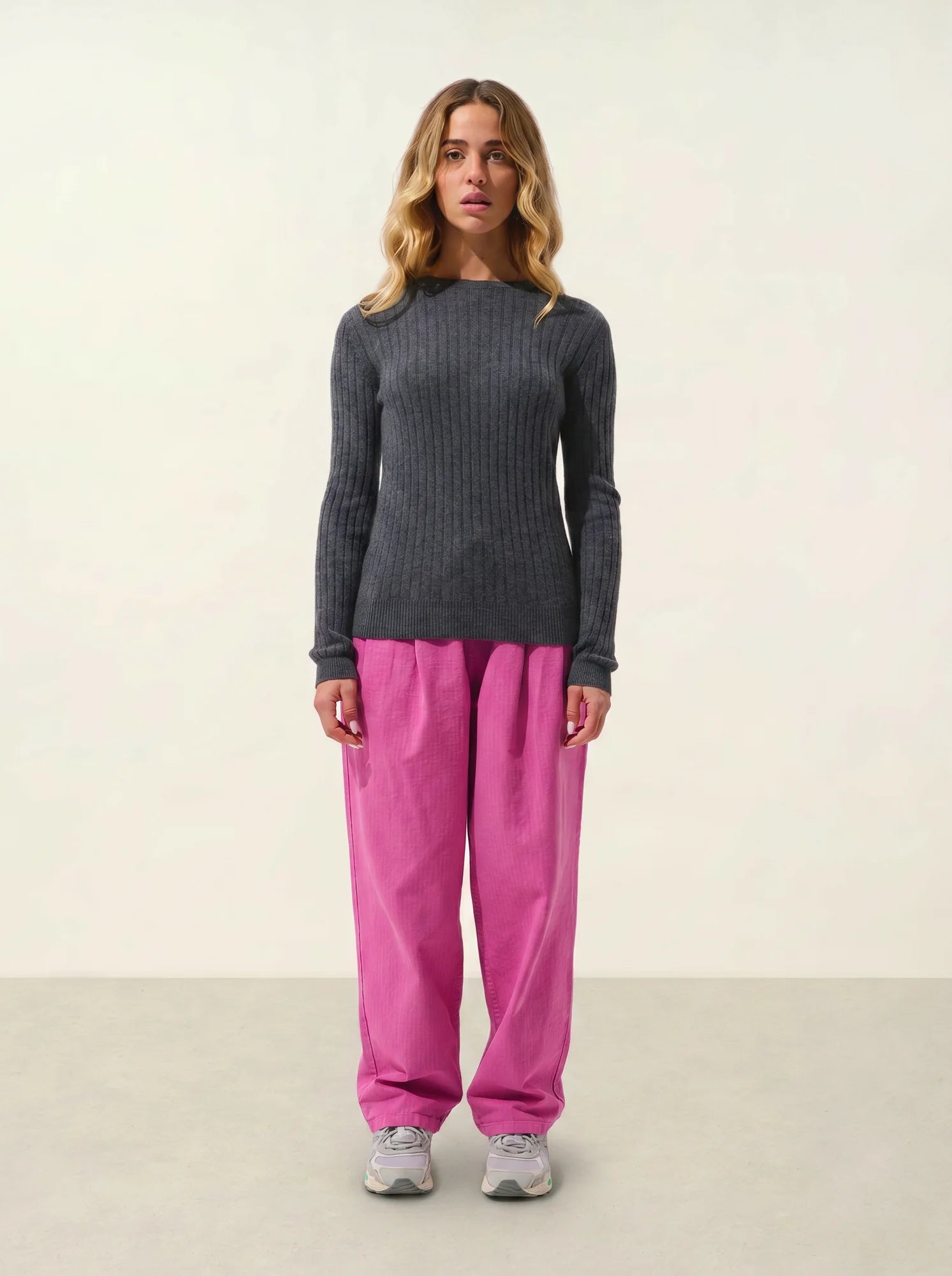 BELLA pull col rond anthracite chiné