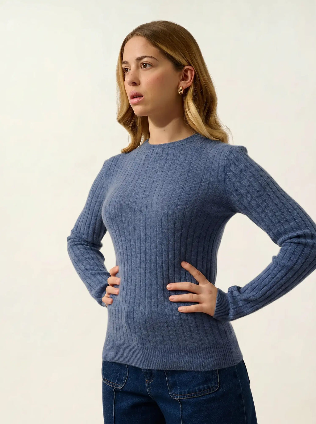 BELLA sweater crew neck denim blue