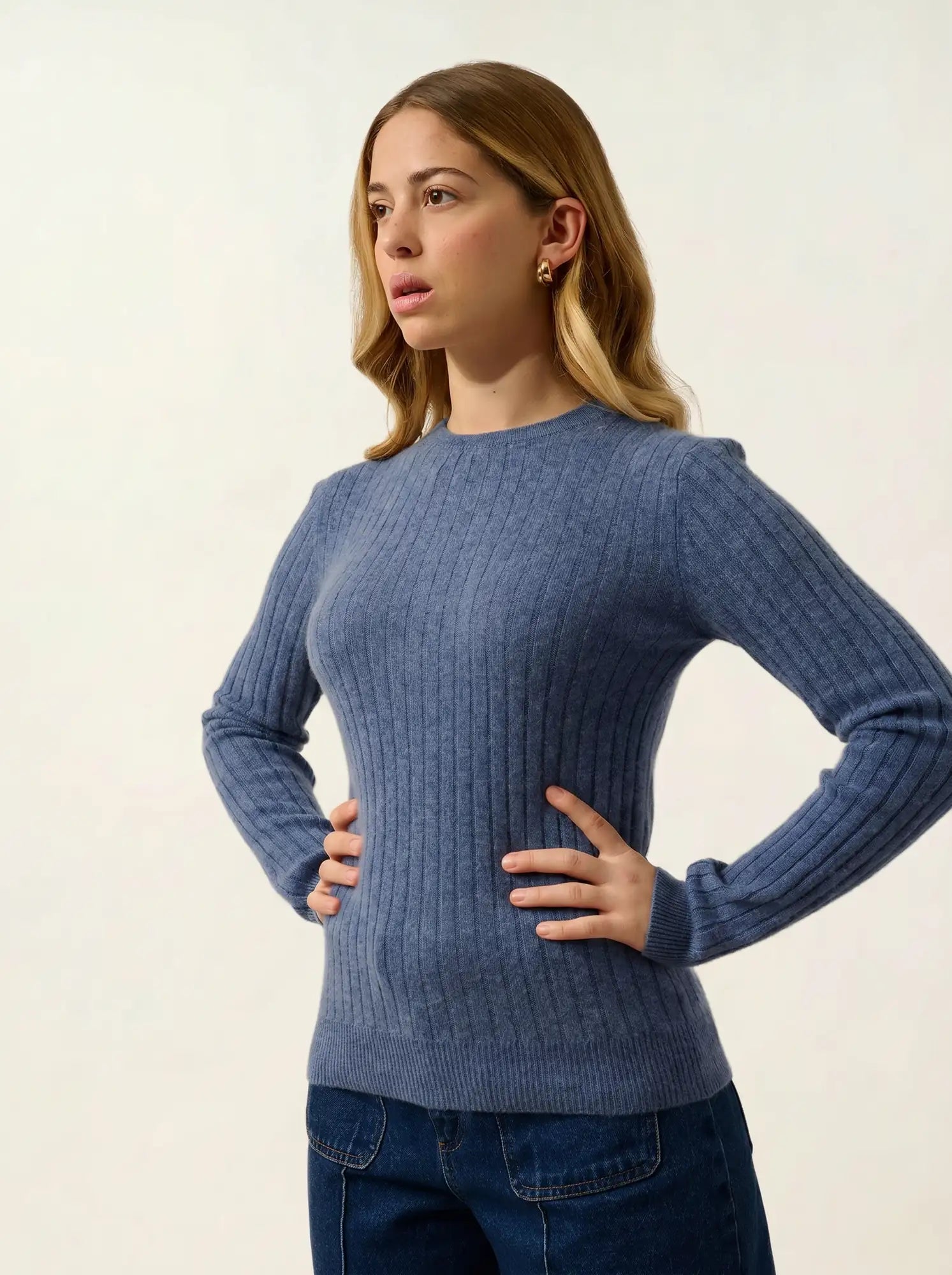 BELLA sweater crew neck denim blue