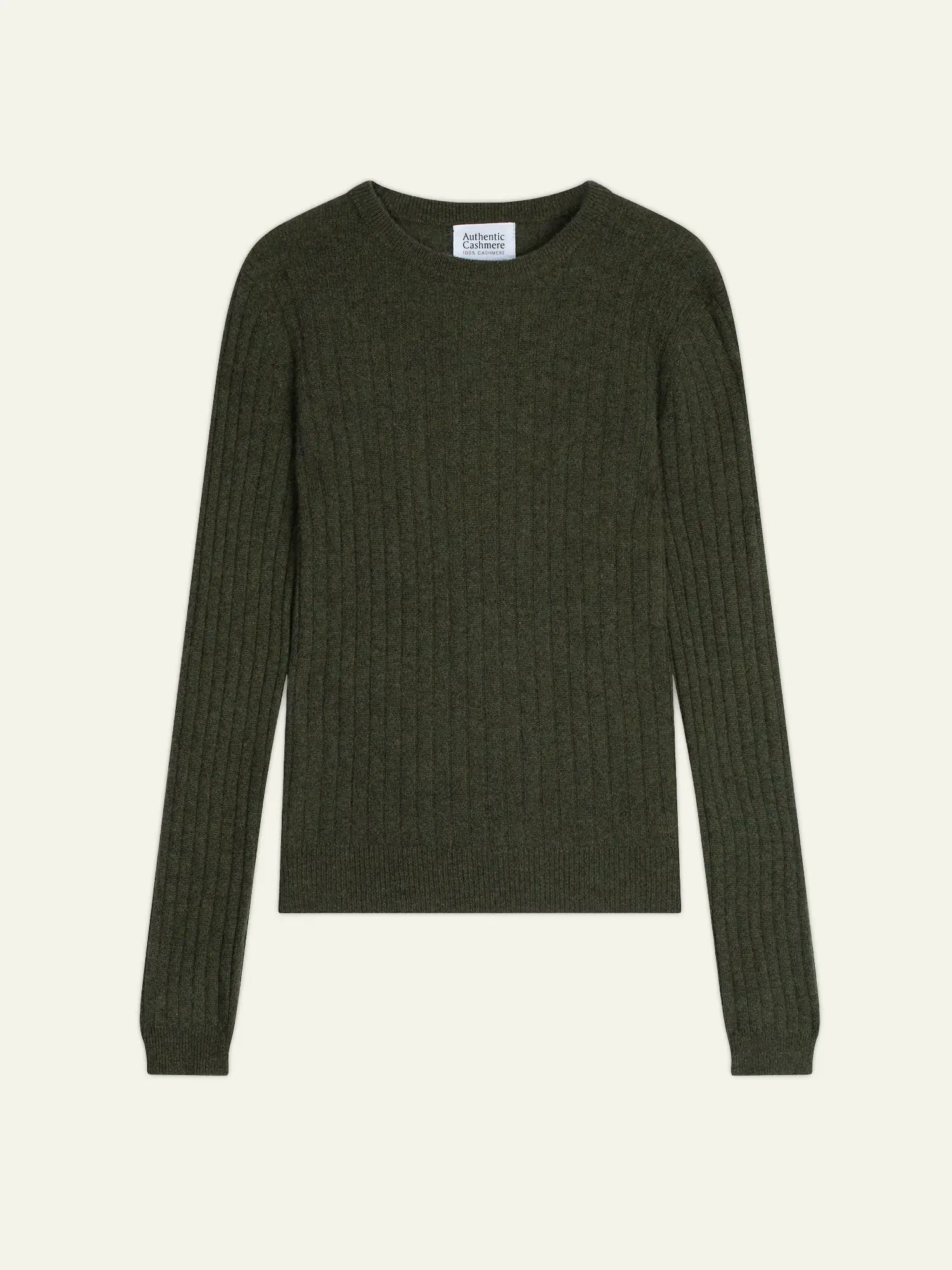 BELLA Pullover Rundhalsausschnitt Khaki meliert