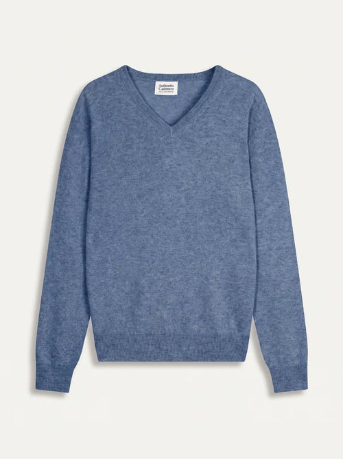 AGEL pull col V bleu denim
