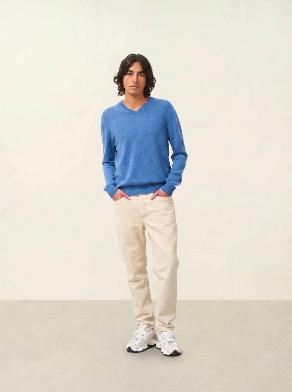 AGEL pull col V bleu denim