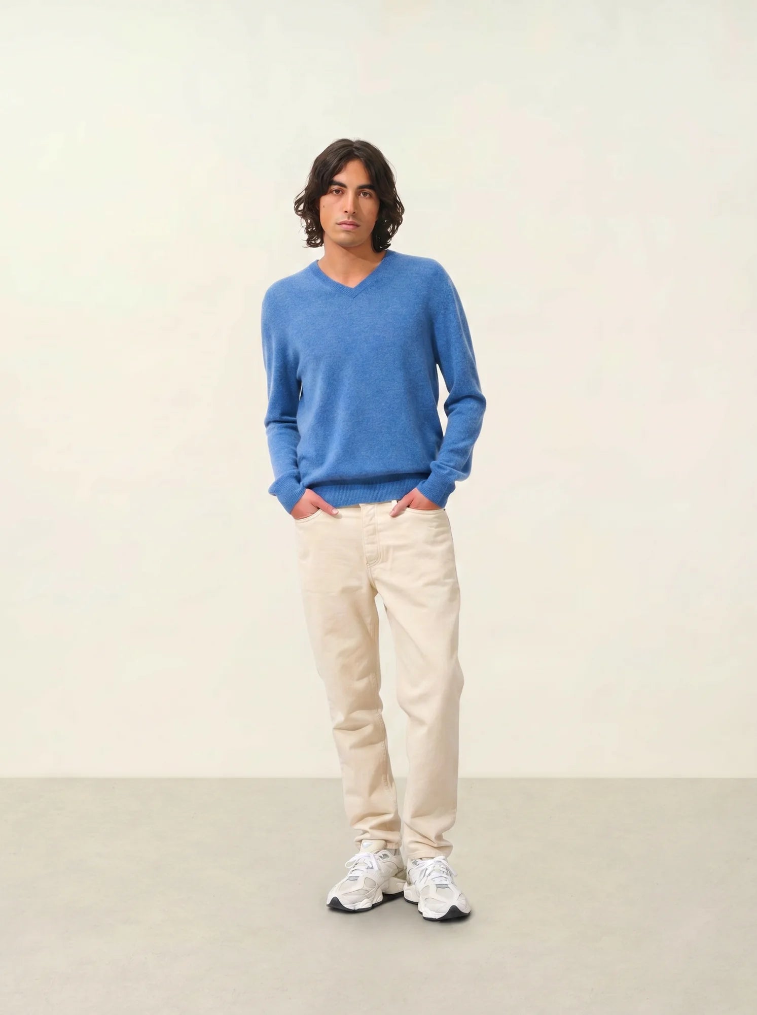 AGEL pull col V bleu denim
