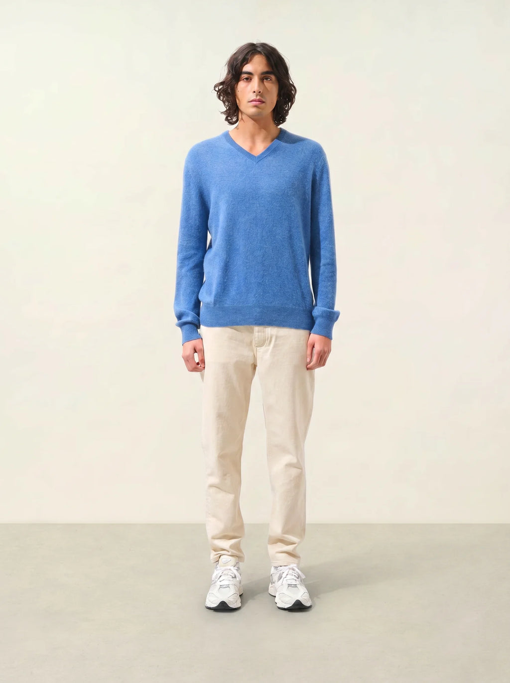 AGEL pull col V bleu denim