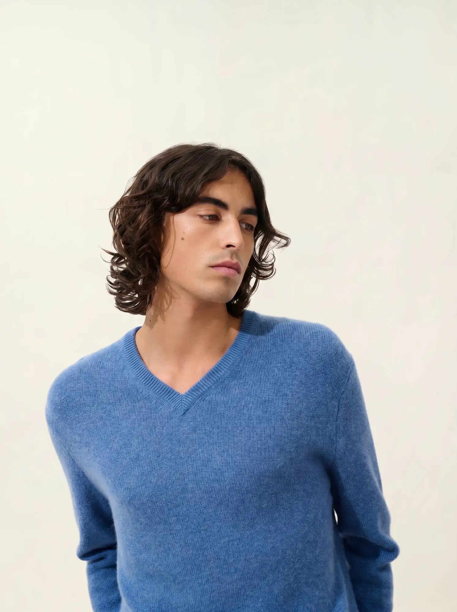 VICTOR pullover v-ausschnitt 4-fädig blau denim