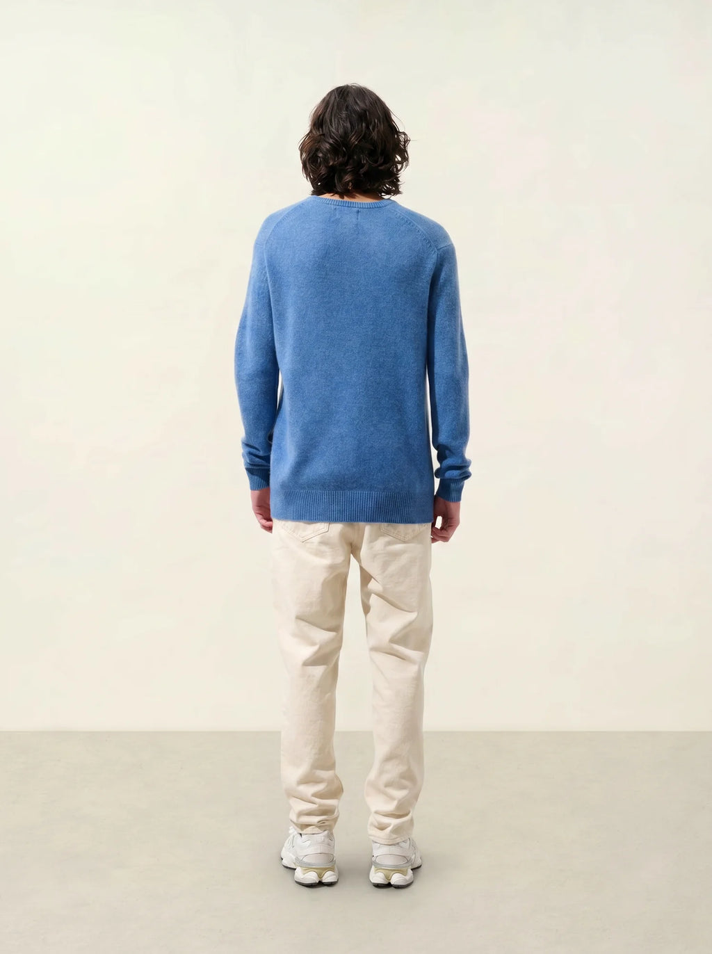 VICTOR sweater v-neck 4 ply denim blue