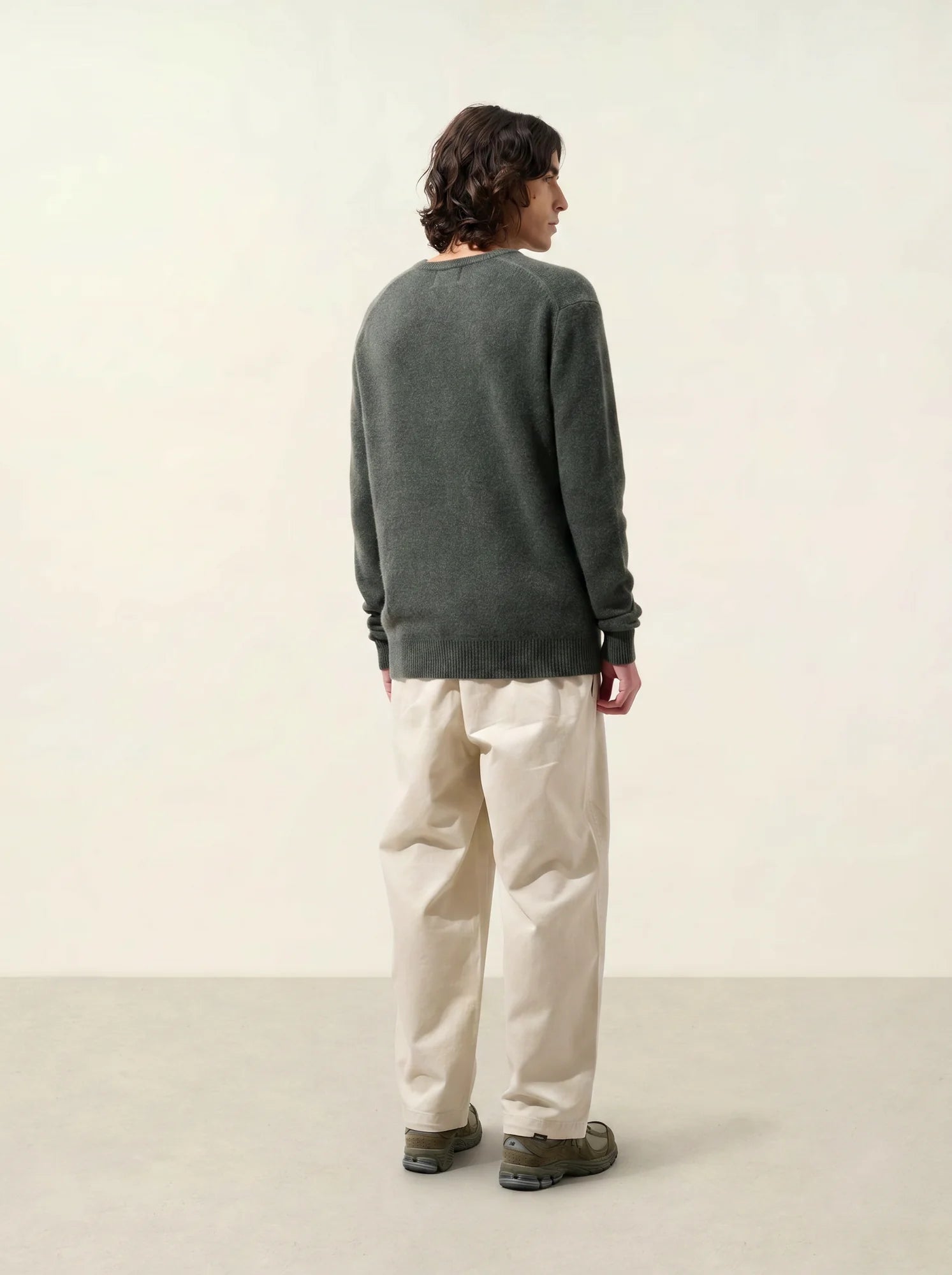 VICTOR pull col V 4 fils kaki chiné