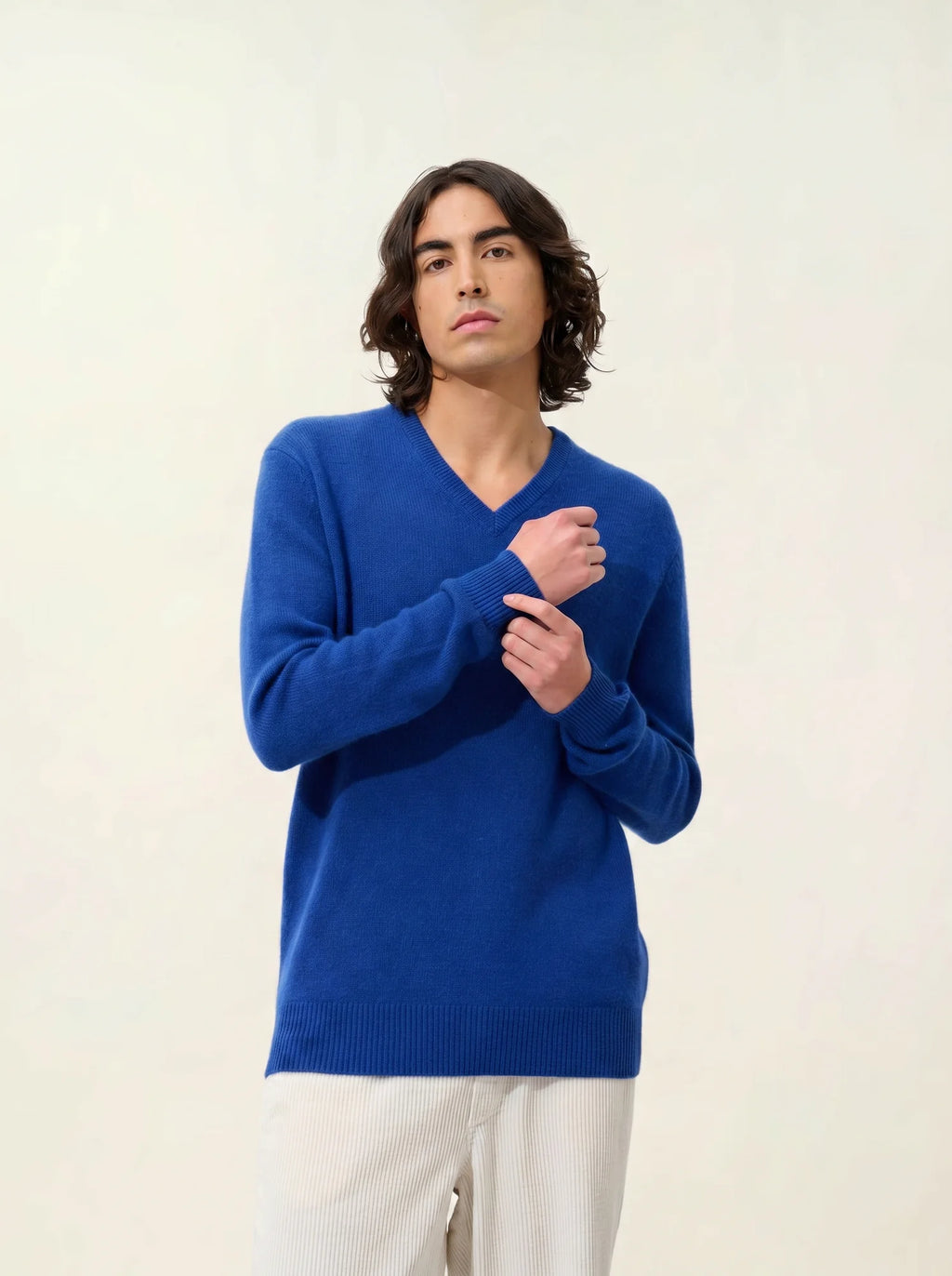 VICTOR pull col V 4 fils outremer