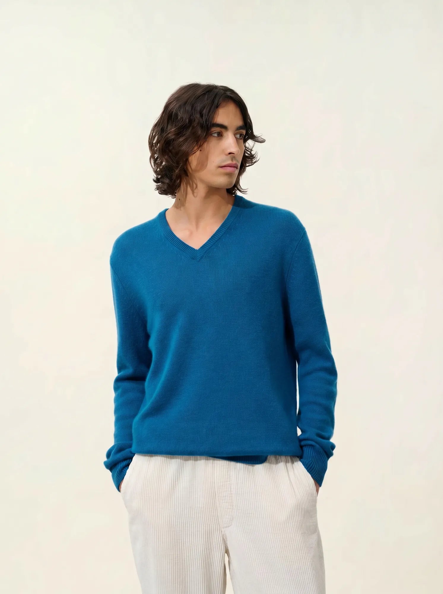 VICTOR pullover v-ausschnitt 4-fädig pfau