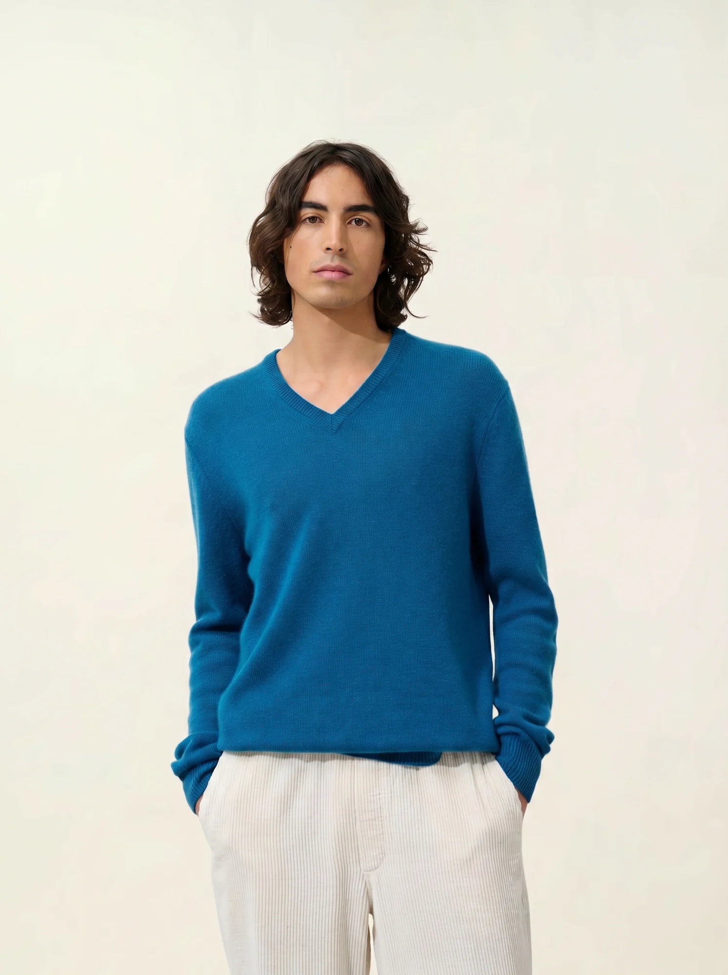 VICTOR pullover v-ausschnitt 4-fädig pfau