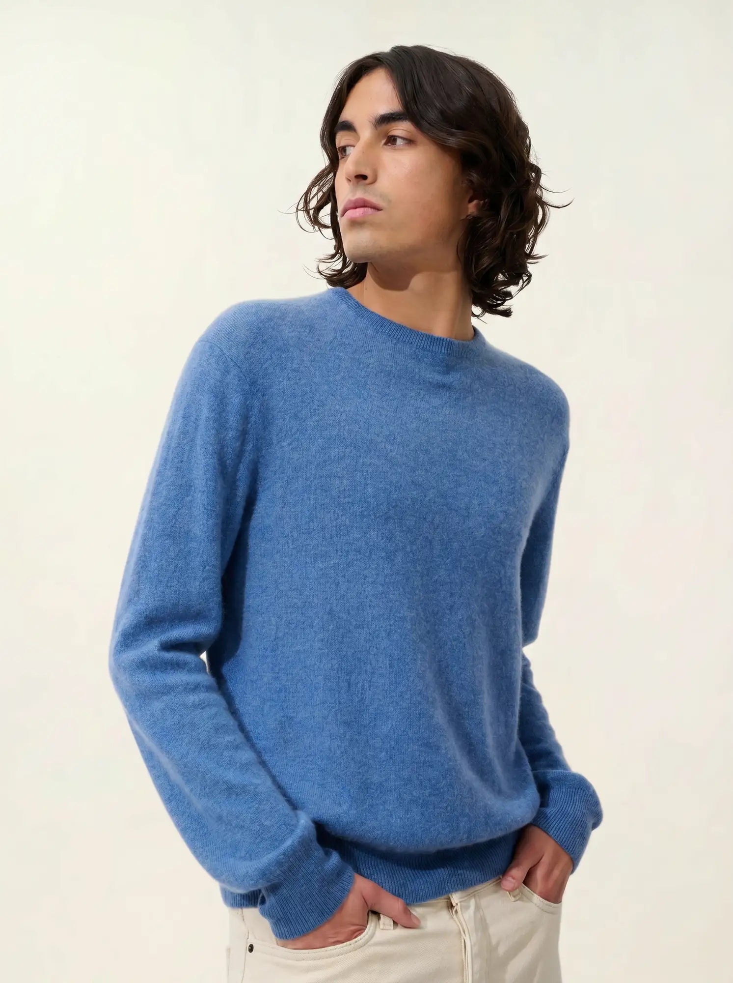 AIGLIÈRE pullover rundhalsausschnitt blau denim