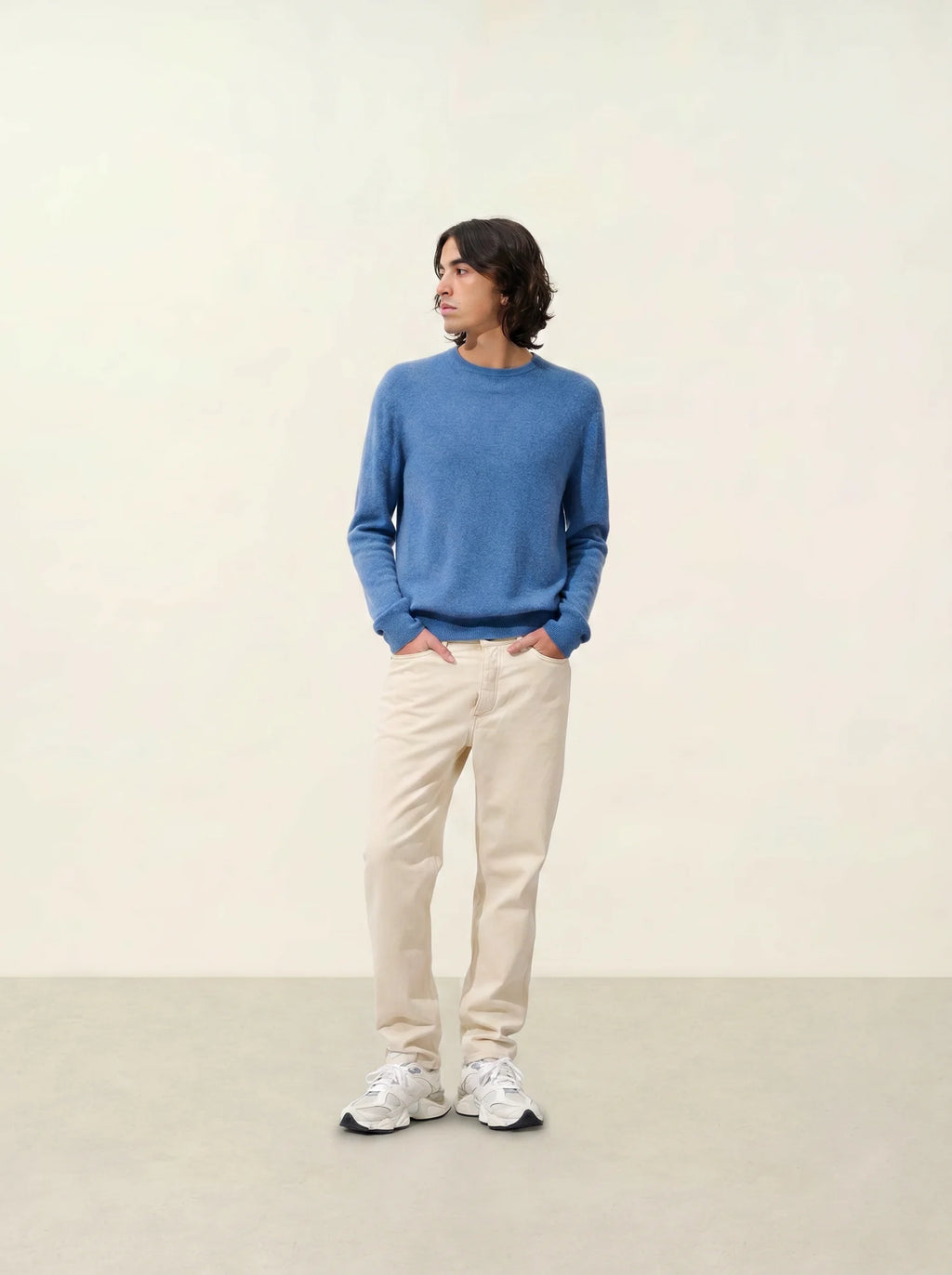 AIGLIÈRE pullover rundhalsausschnitt blau denim