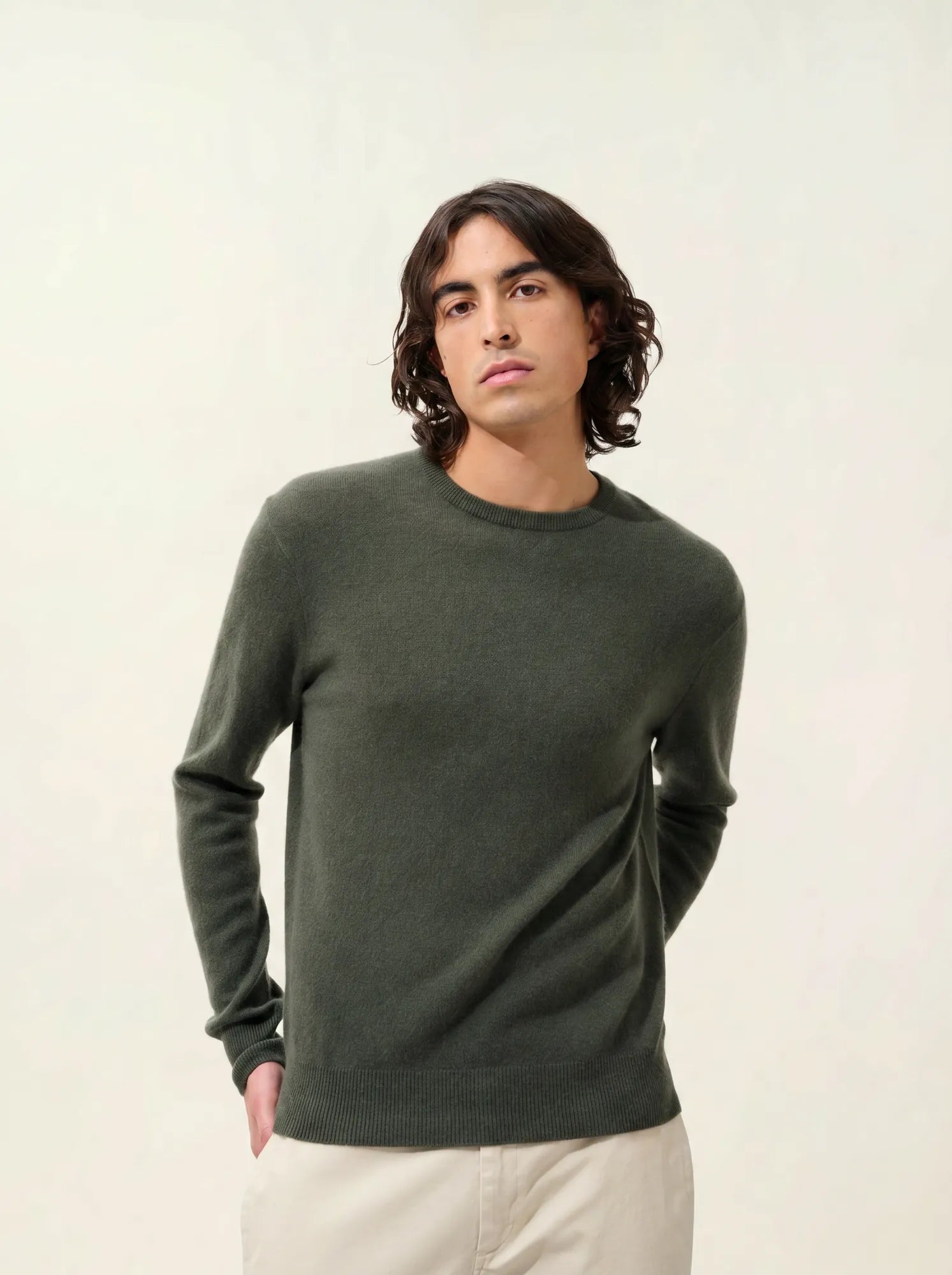 AIGLIÈRE pullover rundhalsausschnitt khaki