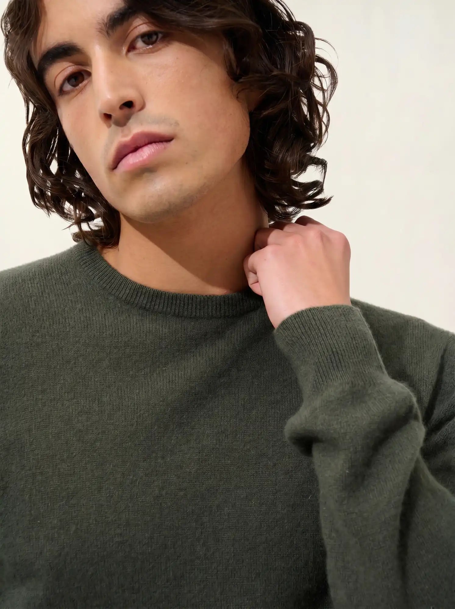 AIGLIÈRE pullover rundhalsausschnitt khaki