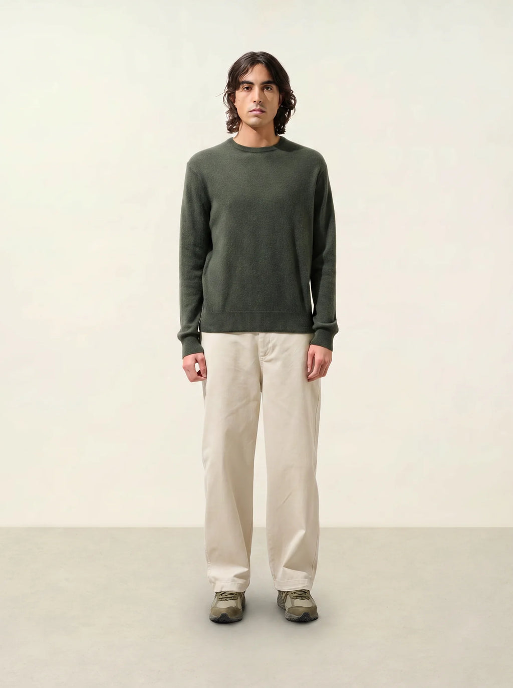 AIGLIÈRE Pullover Rundhalsausschnitt Khaki
