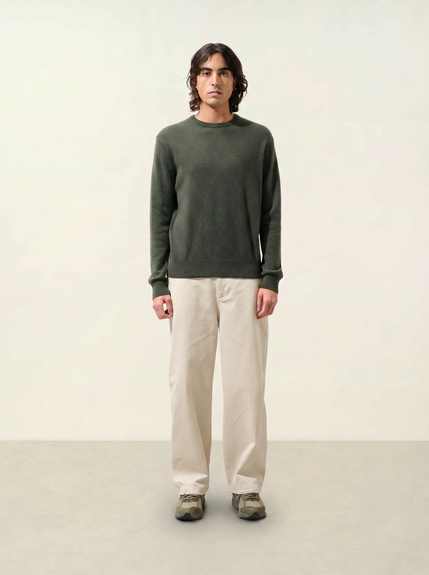 AIGLIÈRE Pullover Rundhalsausschnitt Khaki