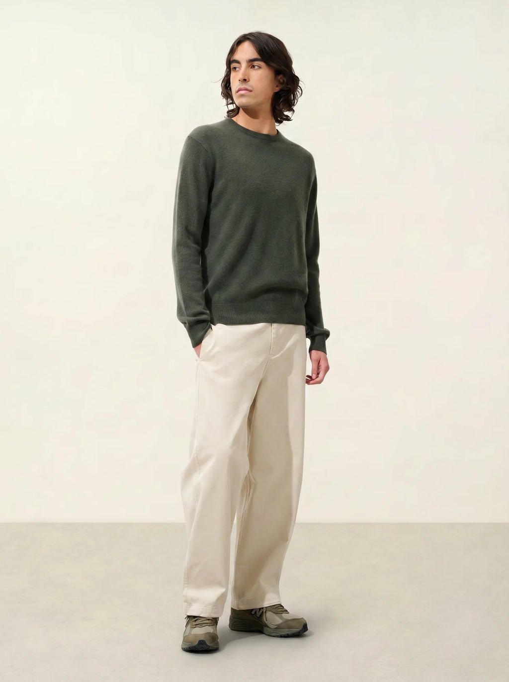 AIGLIÈRE Pullover Rundhalsausschnitt Khaki