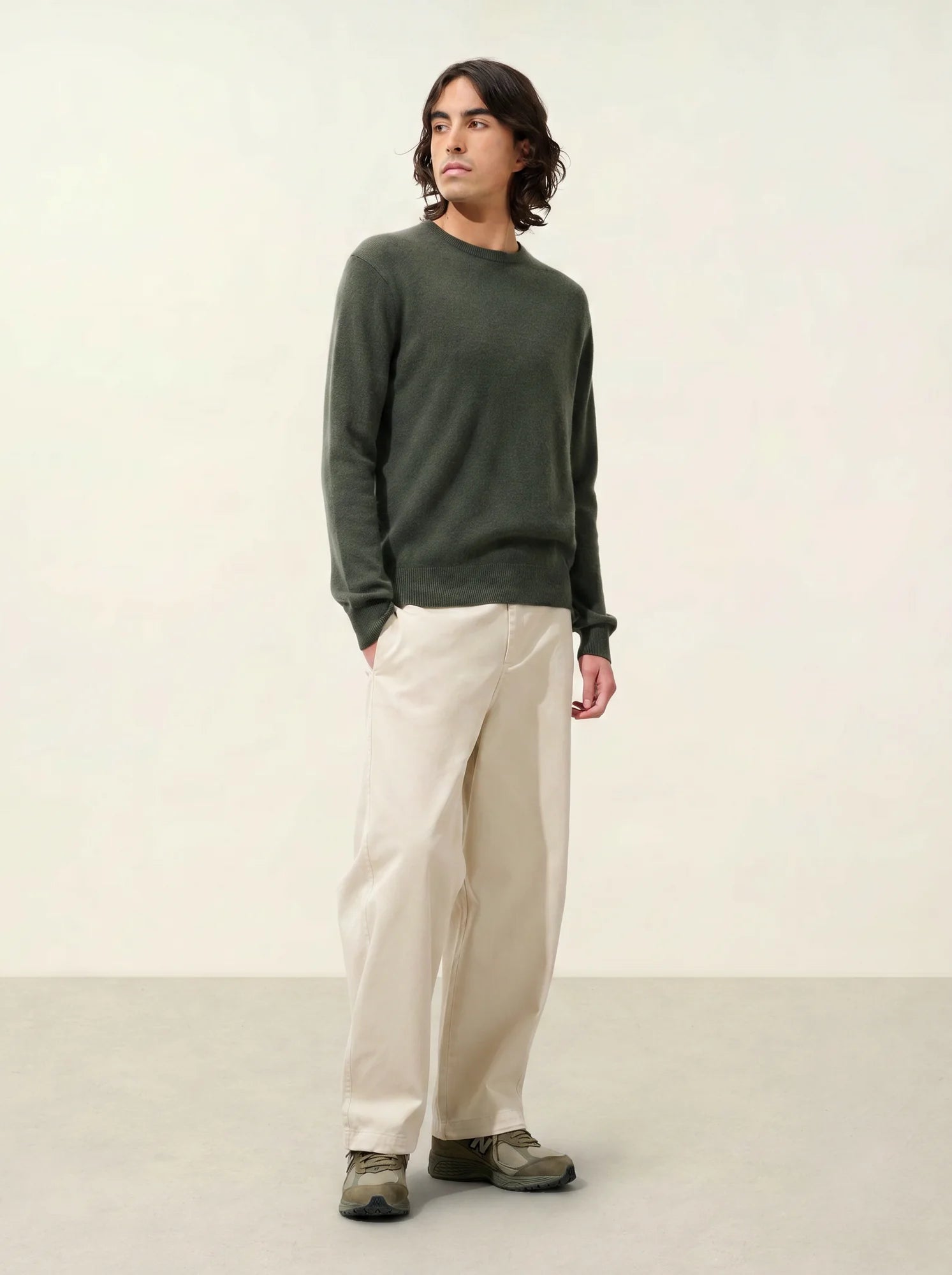 AIGLIÈRE Pullover Rundhalsausschnitt Khaki