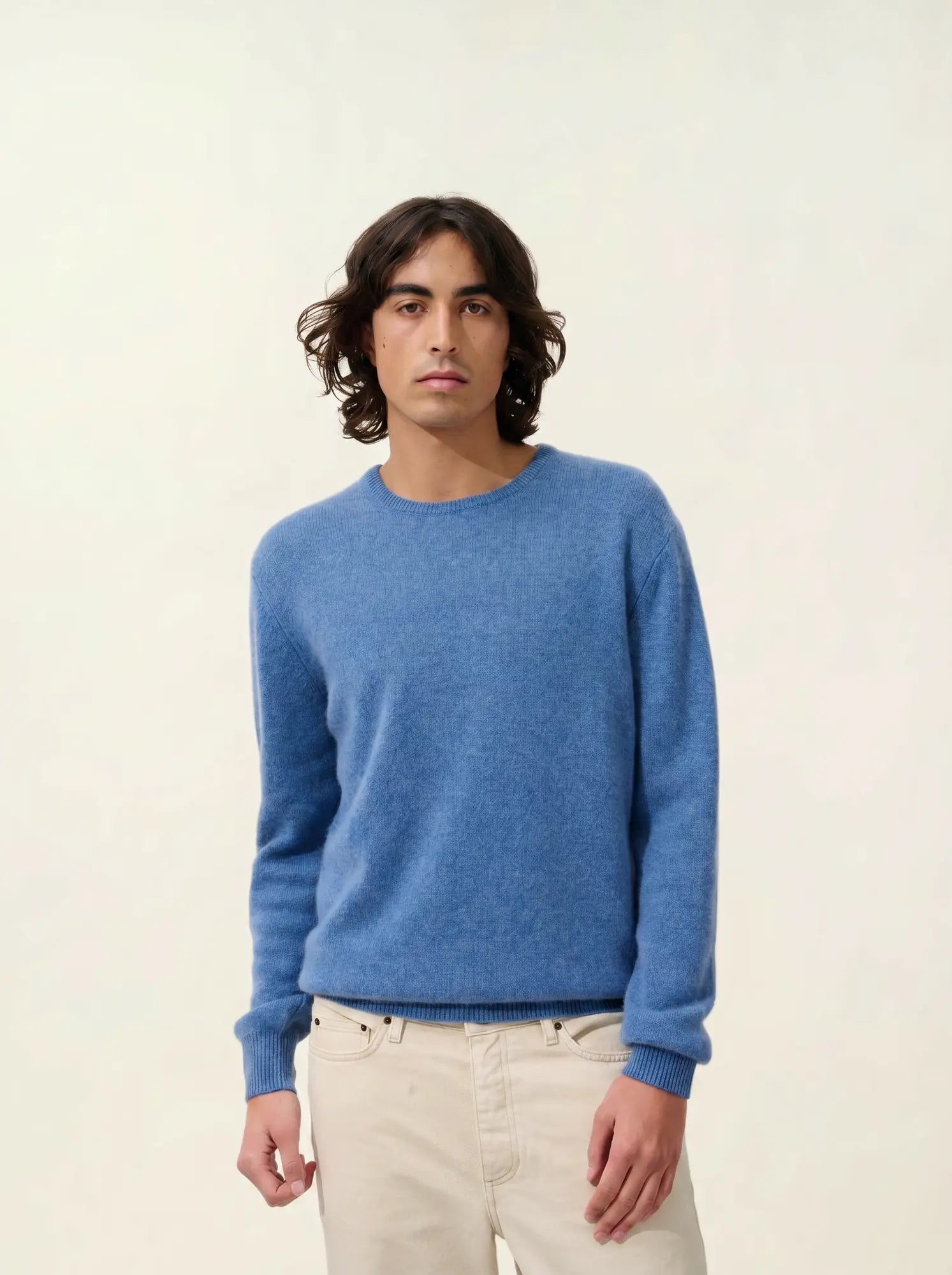 VICTO pullover rundhalsausschnitt 4-fädig blau denim