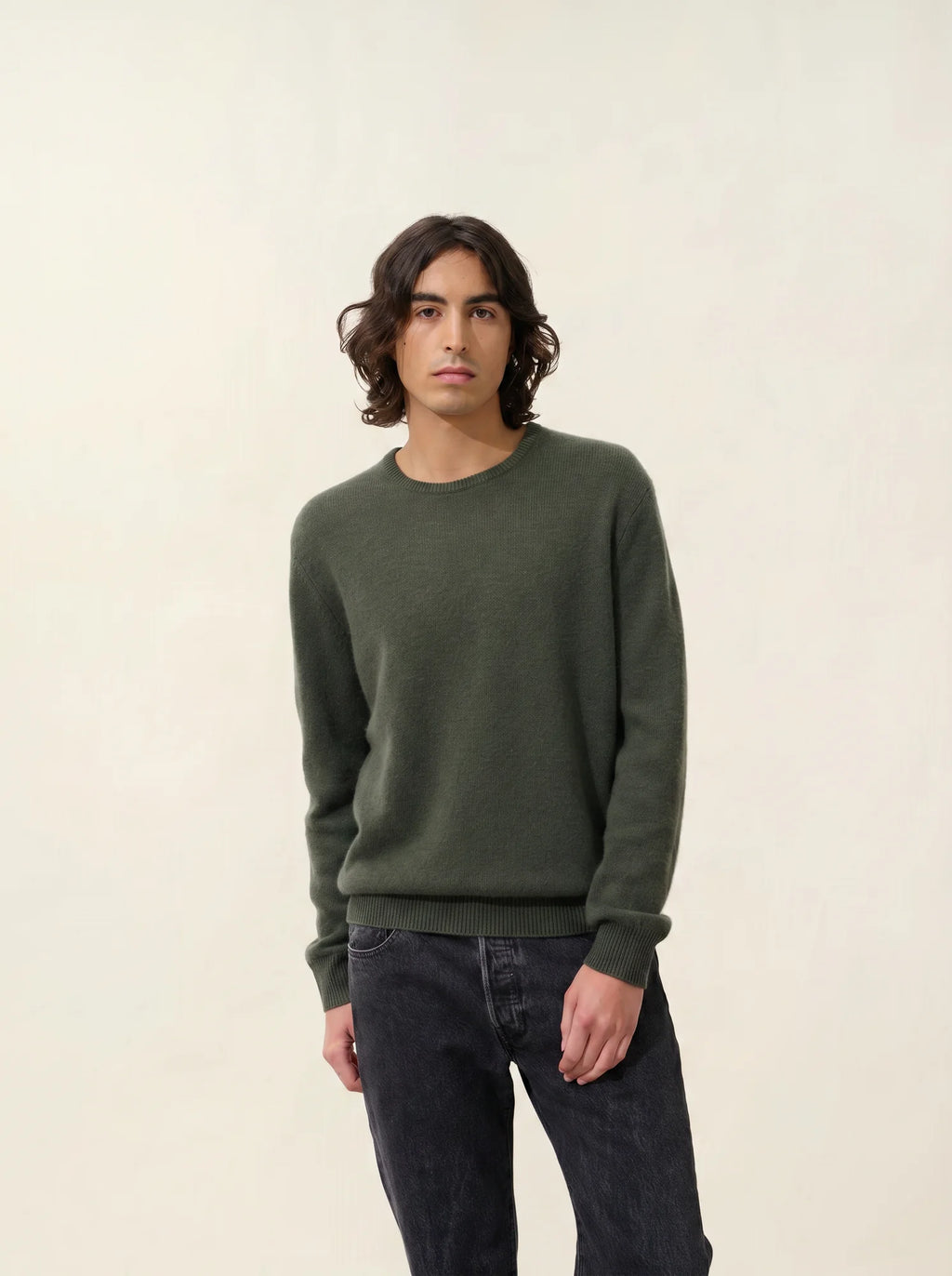 VICTO sweater crew neck 4 ply khaki