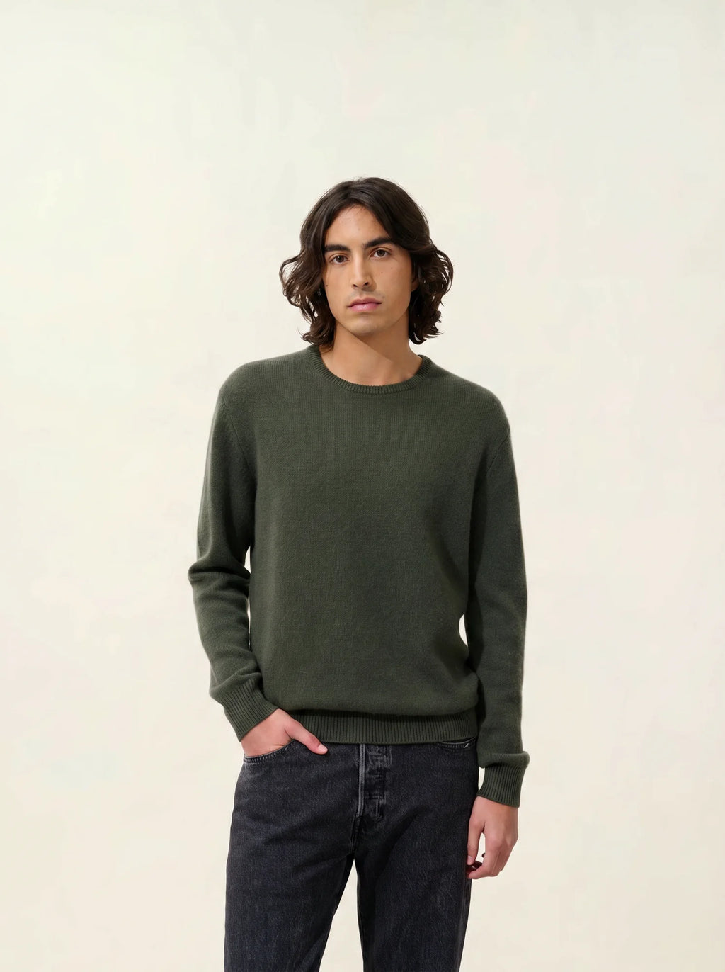 VICTO sweater crew neck 4 ply khaki