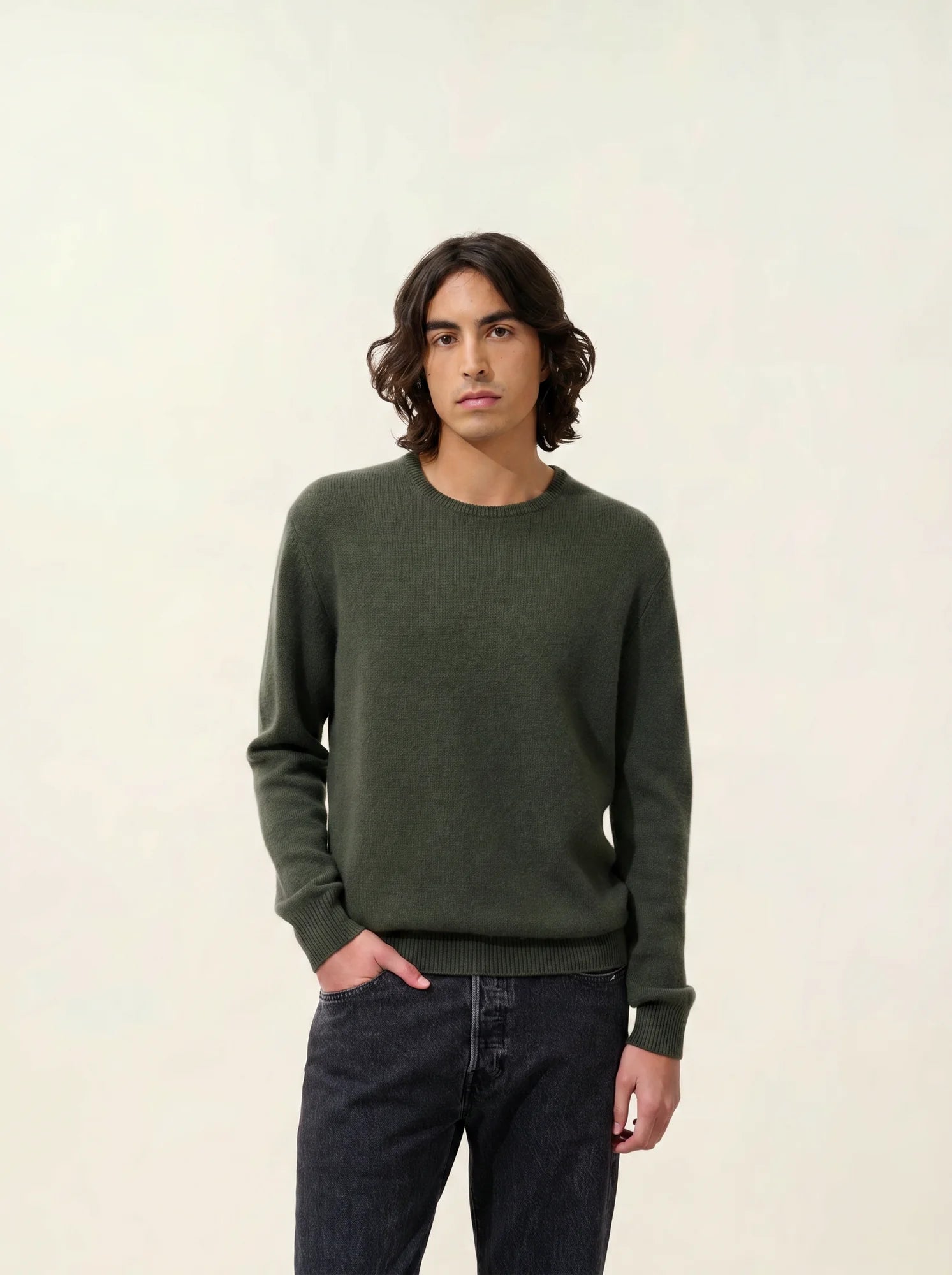 VICTO pullover rundhalsausschnitt 4-fädig khaki