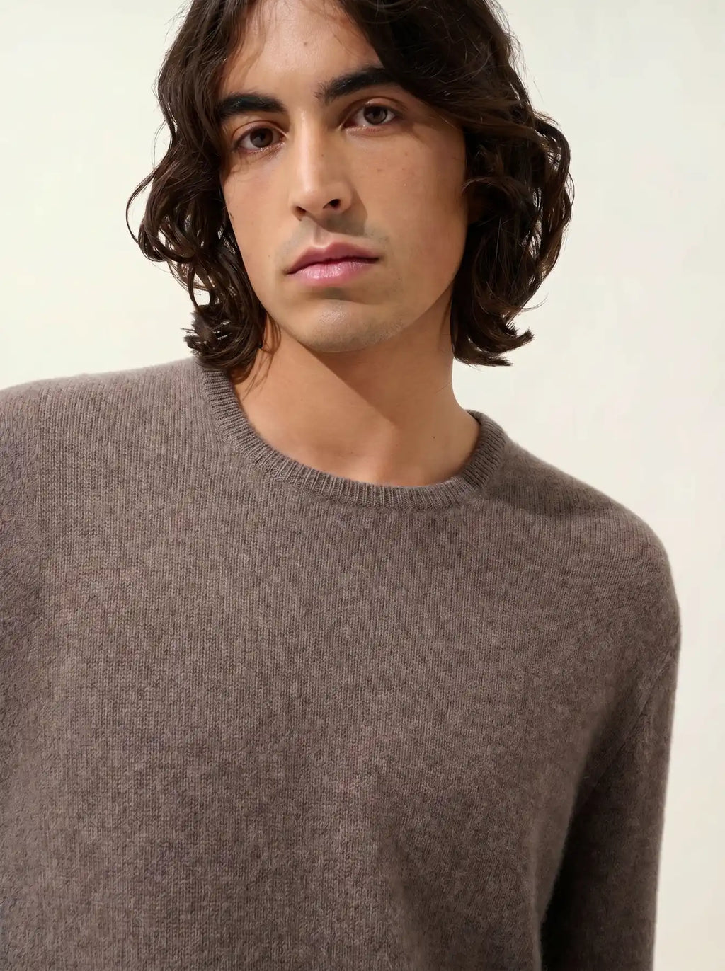VICTO pullover rundhalsausschnitt 4-fädig taupe meliert