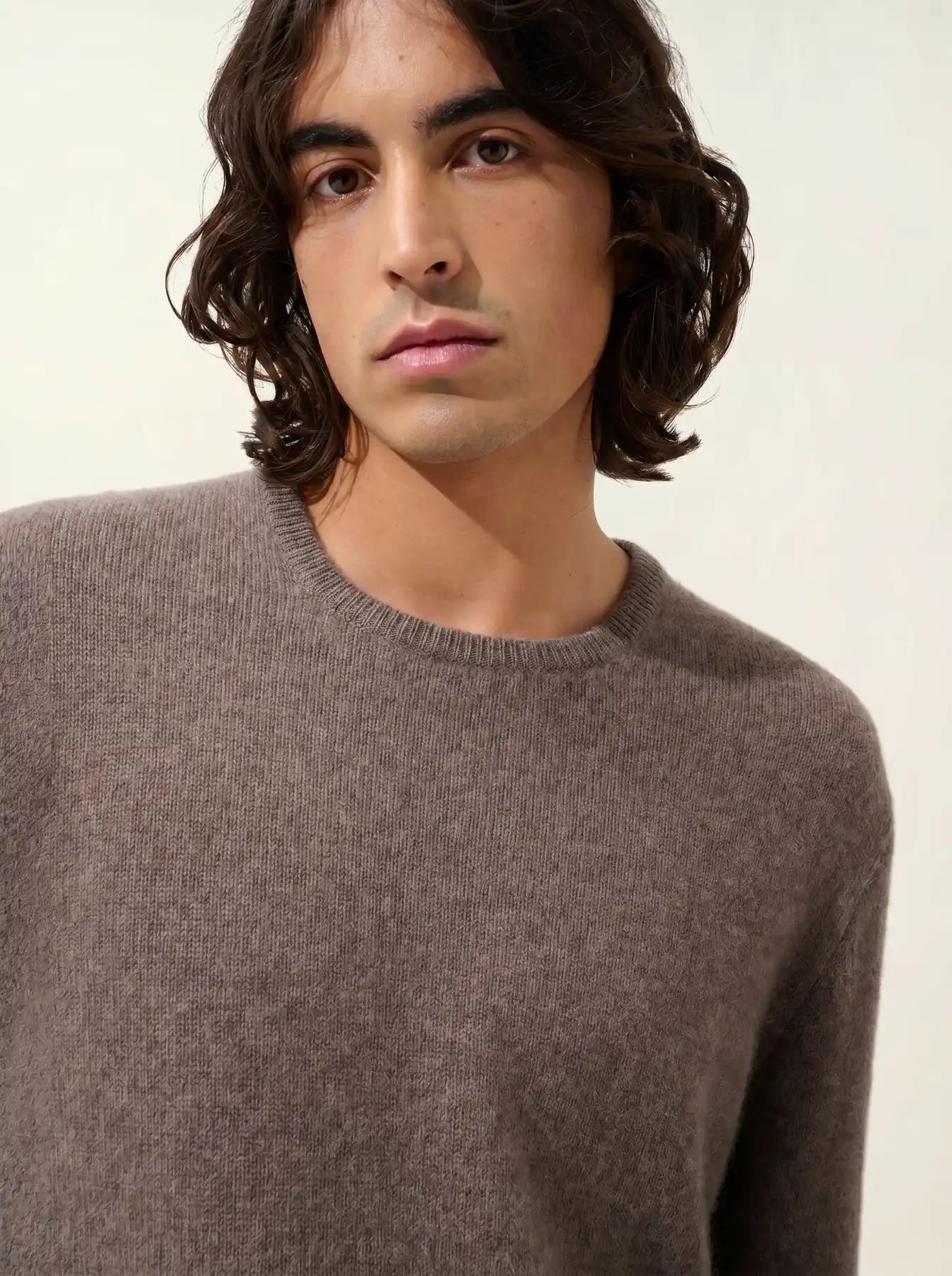 VICTO pullover rundhalsausschnitt 4-fädig taupe meliert