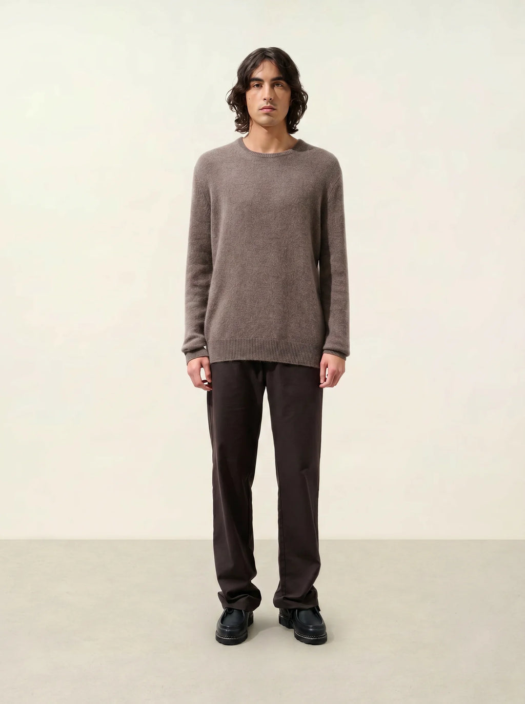 VICTO pullover rundhalsausschnitt 4-fädig taupe meliert