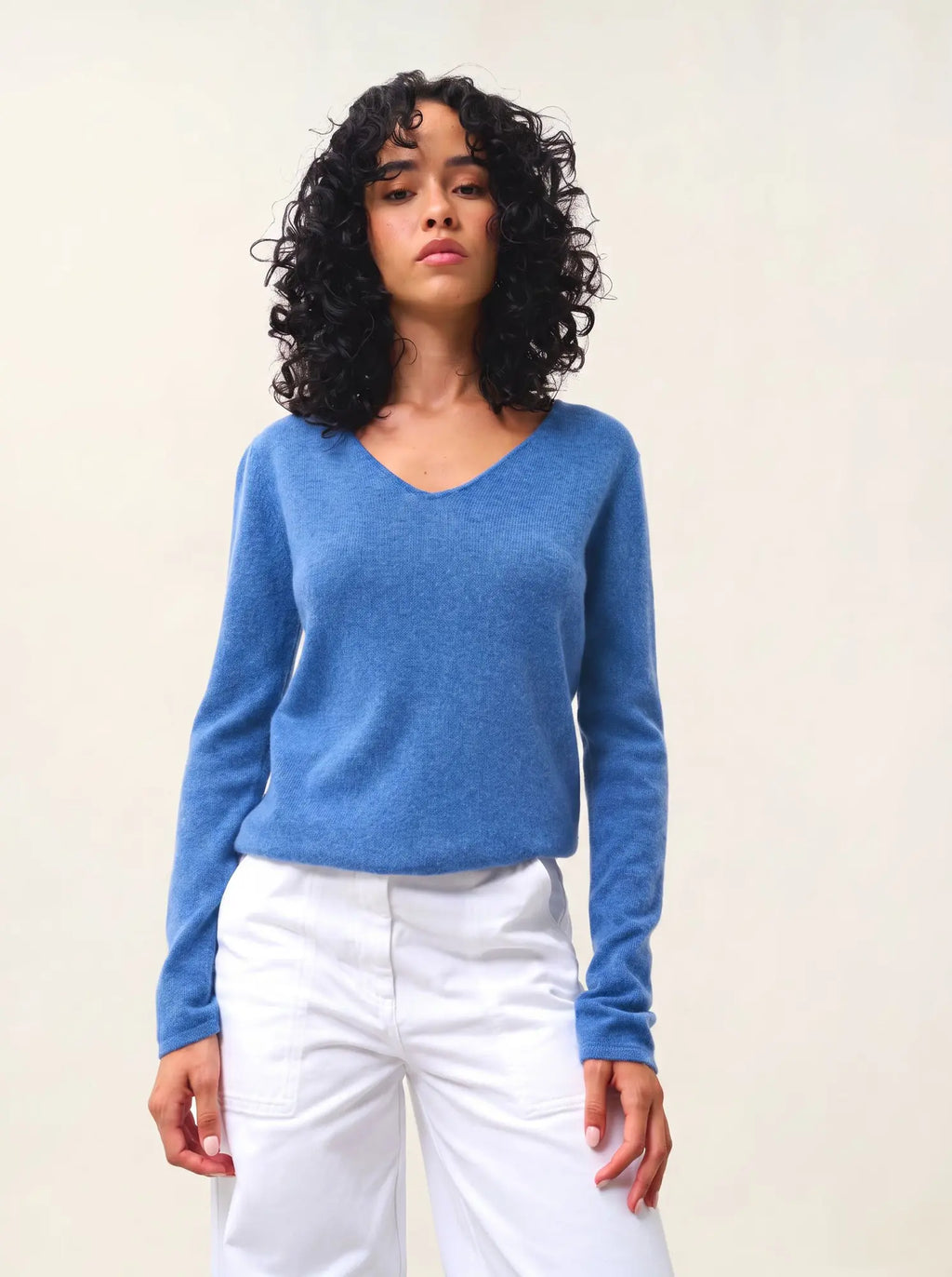 GALISE Pullover V-Ausschnitt Denimblau