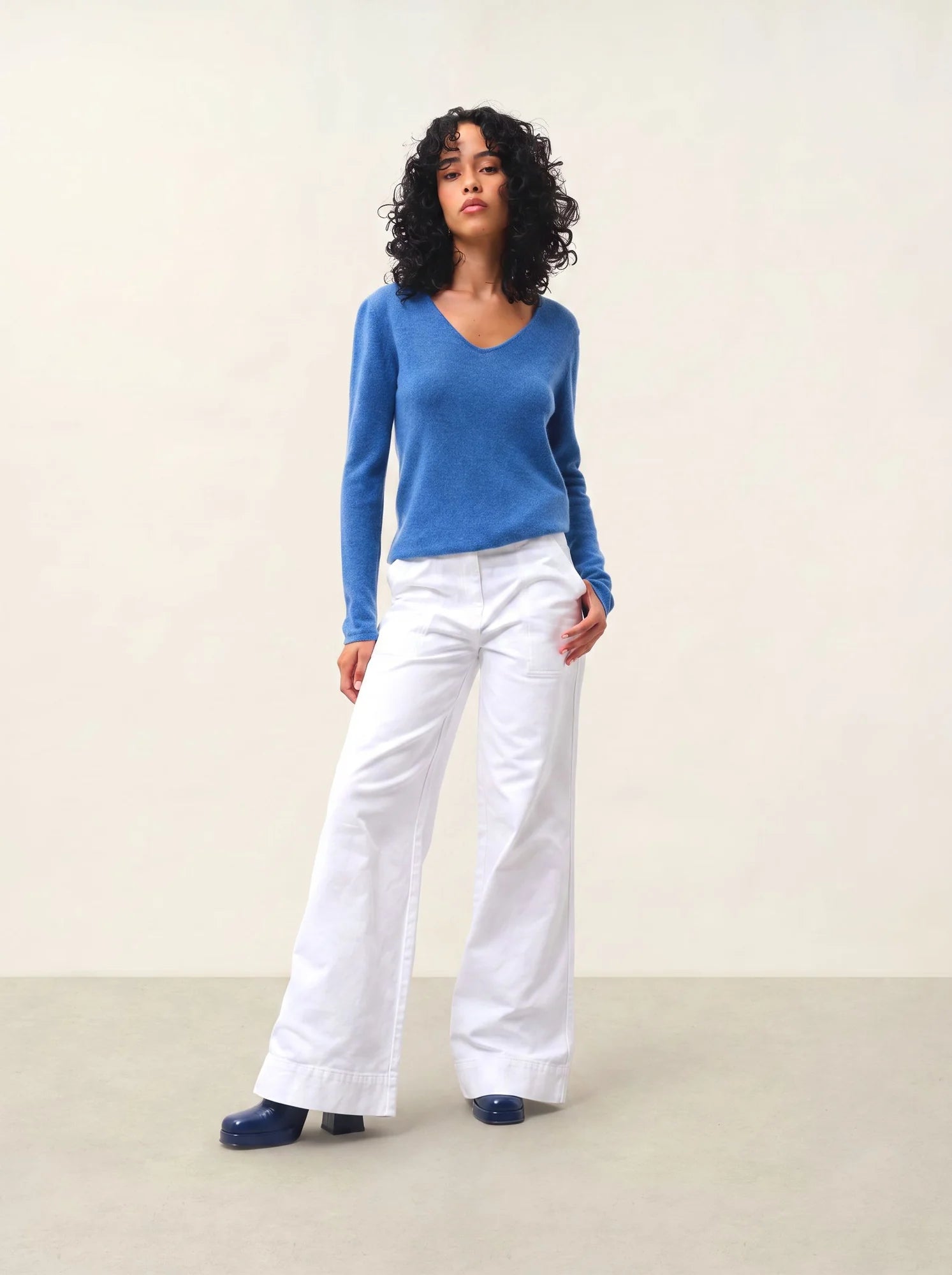 GALISE Pullover V-Ausschnitt Denimblau