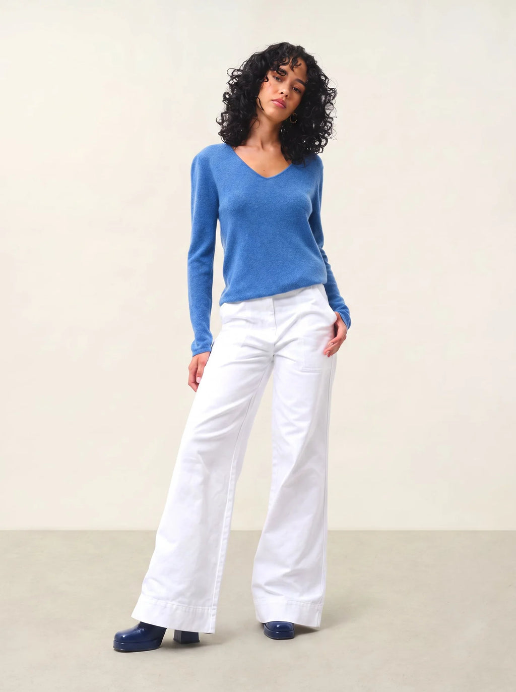 GALISE Pullover V-Ausschnitt Denimblau