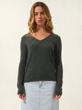 GALISE Pullover V-Ausschnitt Khaki meliert